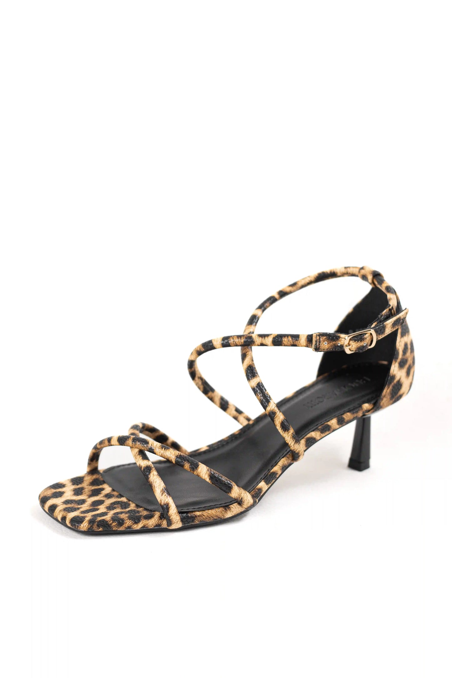 sandalia de tacon medio con tiras suela antideslizante estilo elegante y cierre de hebilla sandalias color Leopardo talla 38