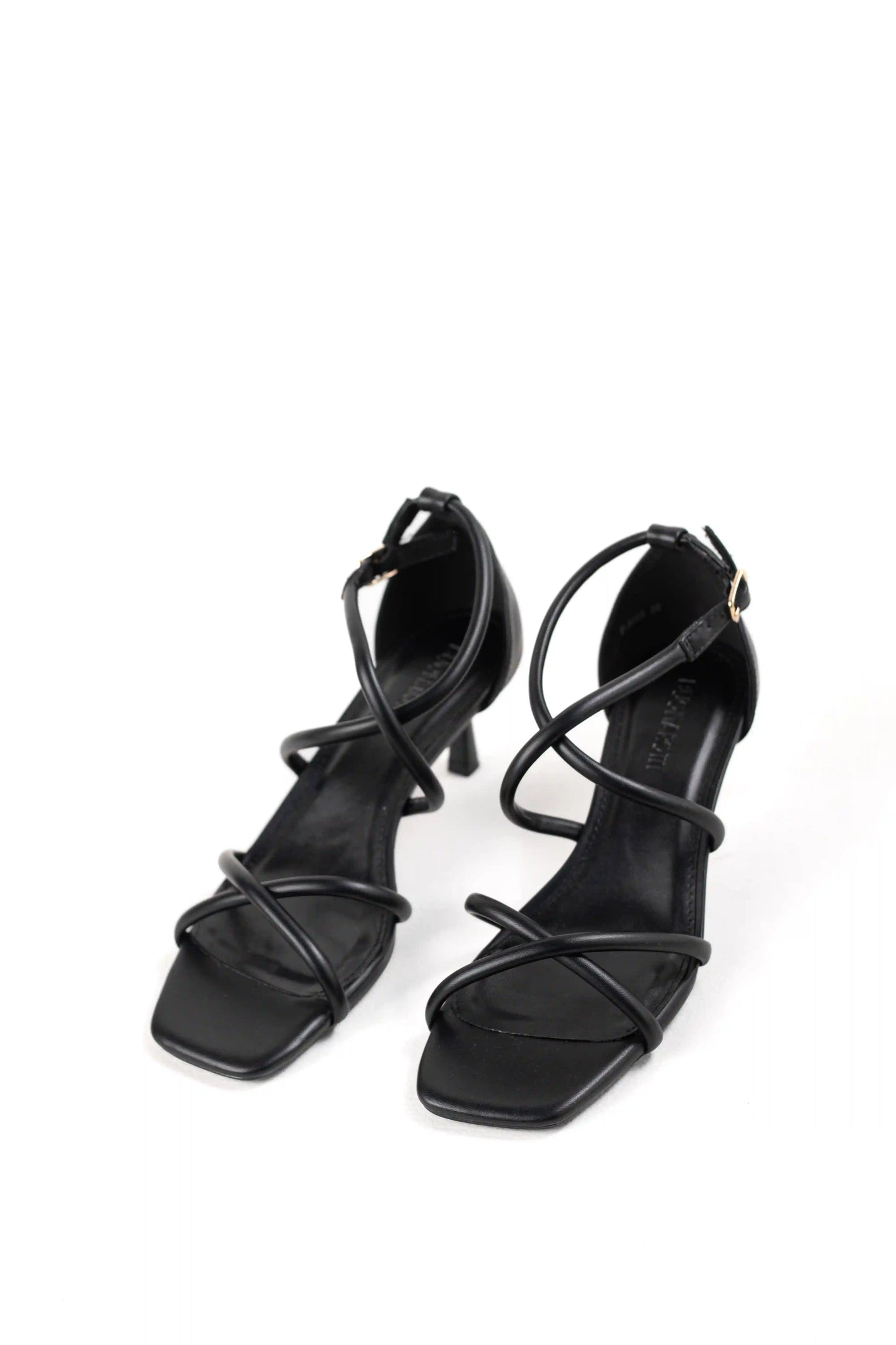 sandalia de tacon medio con tiras suela antideslizante estilo elegante y cierre de hebilla sandalias color Negras talla 36