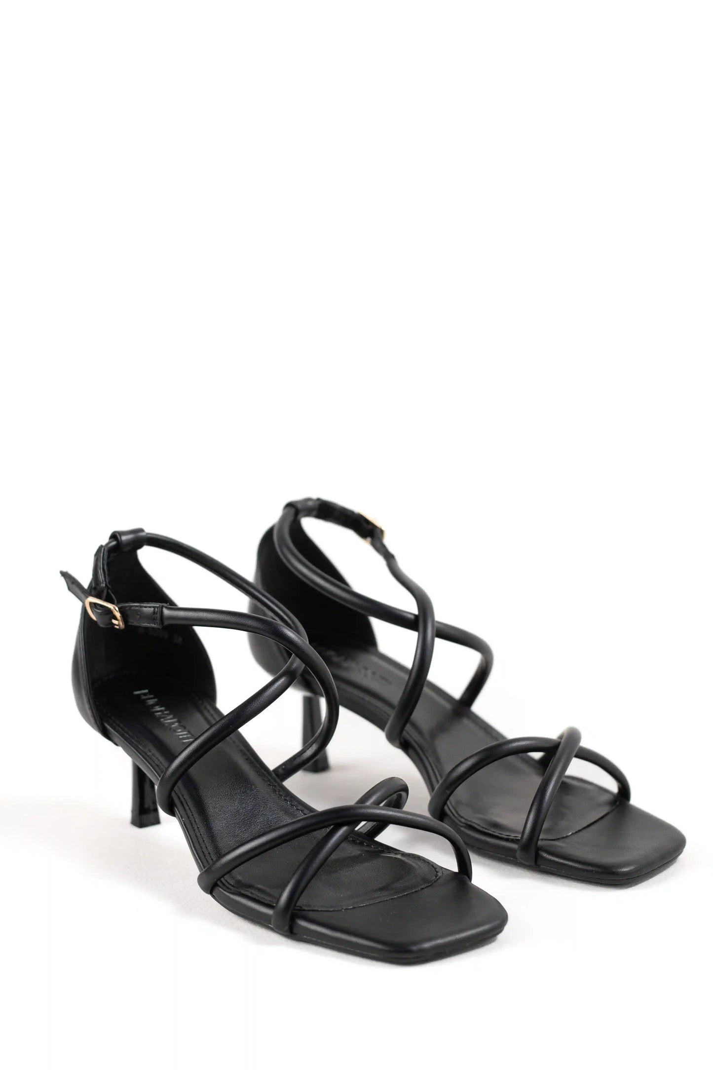 sandalia de tacon medio con tiras suela antideslizante estilo elegante y cierre de hebilla sandalias color Negras talla 37