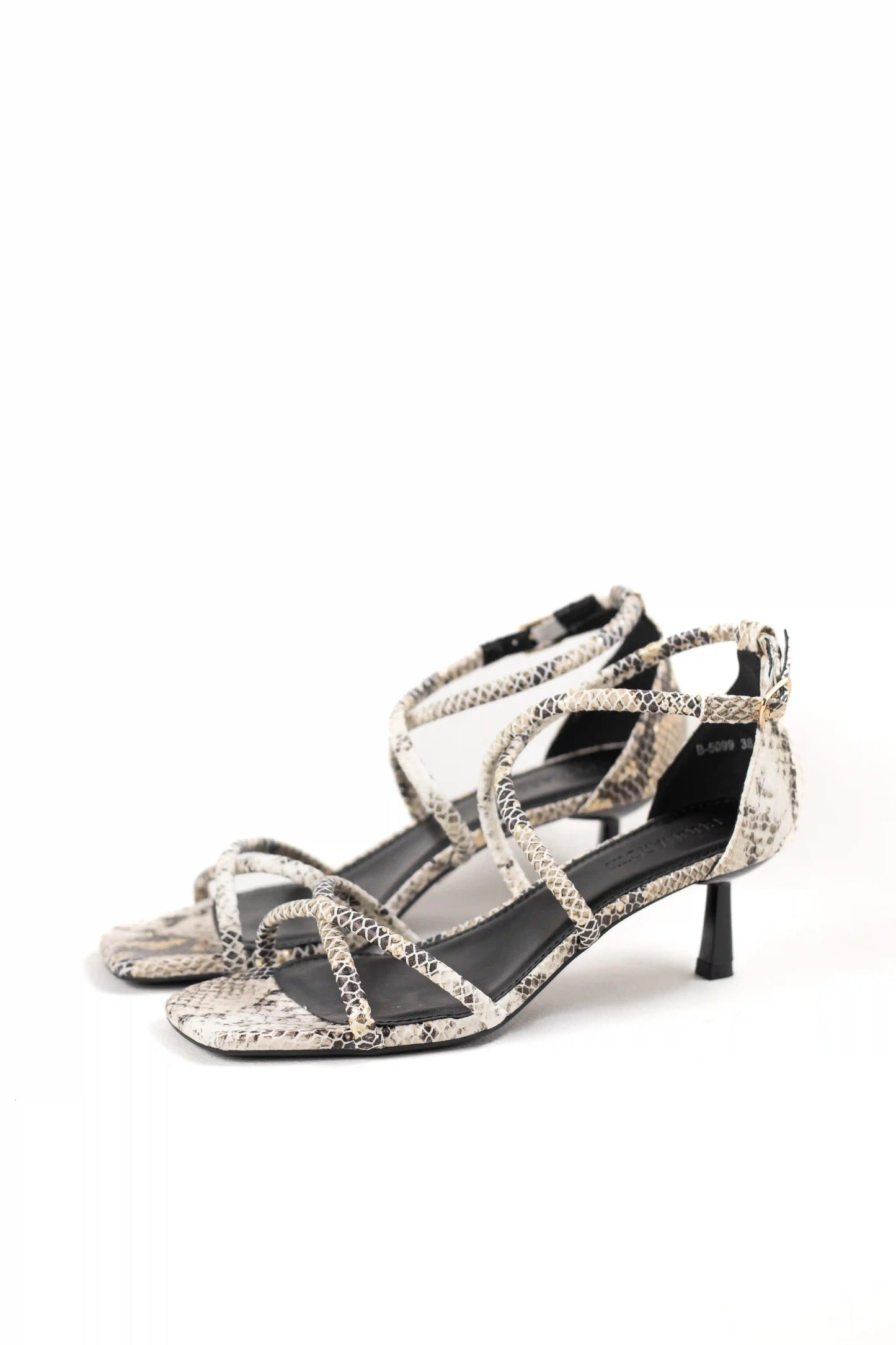 sandalia de tacon medio con tiras suela antideslizante estilo elegante y cierre de hebilla sandalias color Leopardo talla 39
