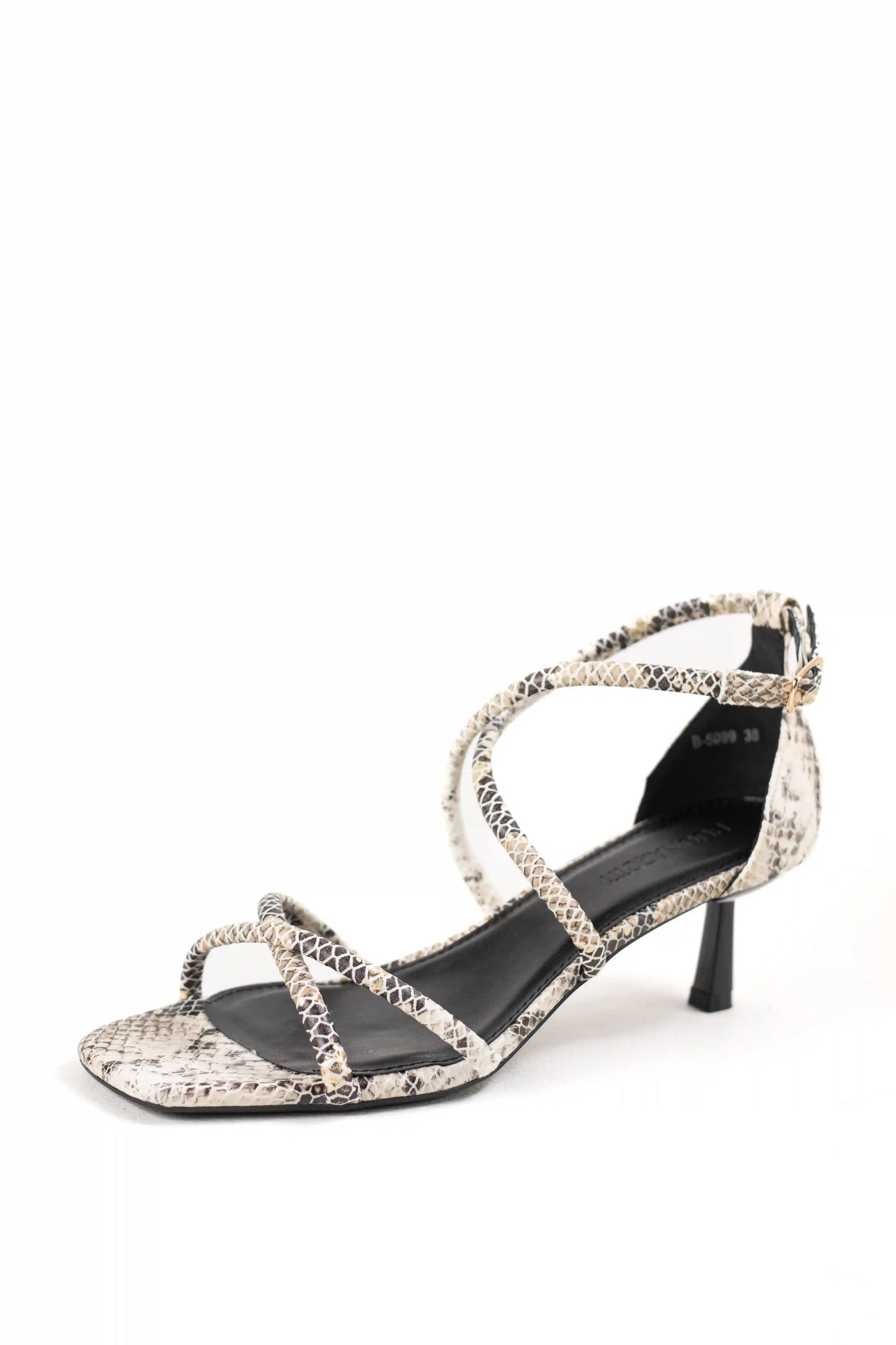 sandalia de tacon medio con tiras suela antideslizante estilo elegante y cierre de hebilla sandalias color Serpiente talla 38