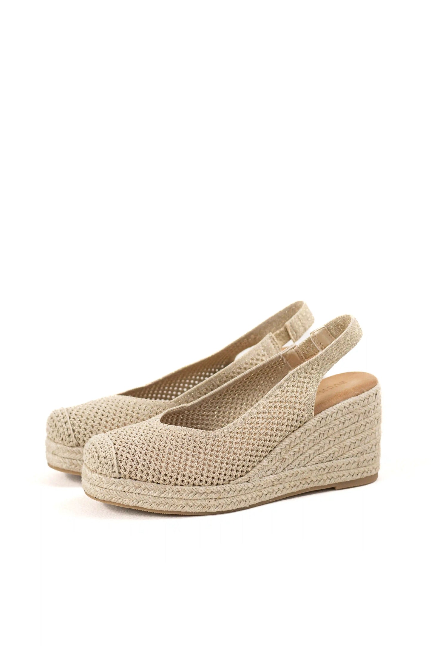 sandalias de cunas con tejido calado suela de yute estilo slingback y puntera cerrada sandalias color Doradas talla 36