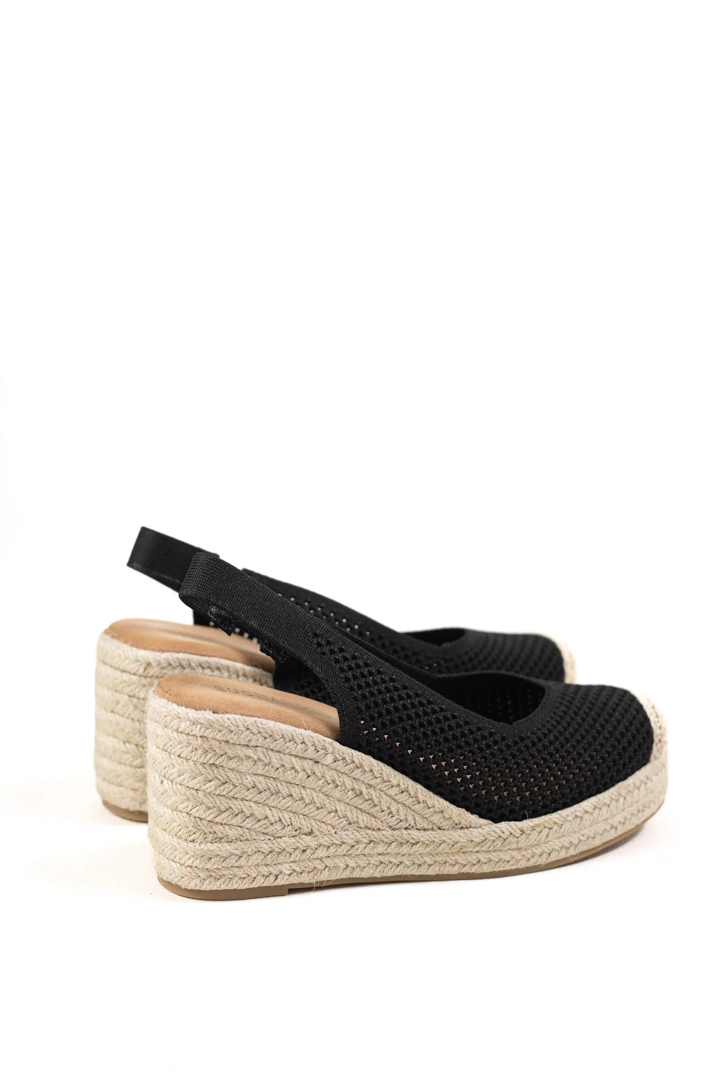 sandalias de cunas con tejido calado suela de yute estilo slingback y puntera cerrada sandalias color Negras talla 37