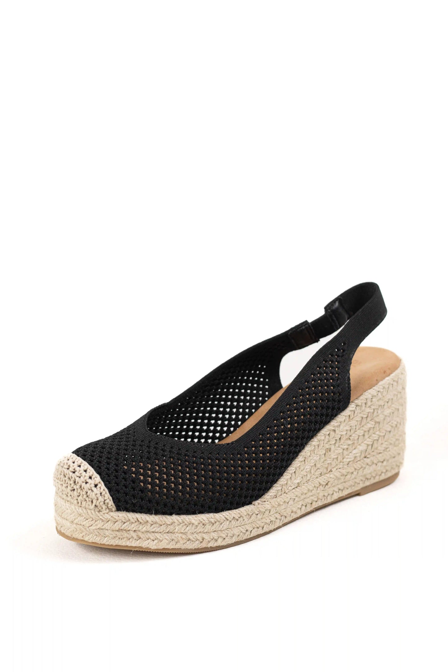 sandalias de cunas con tejido calado suela de yute estilo slingback y puntera cerrada sandalias color Negras talla 38