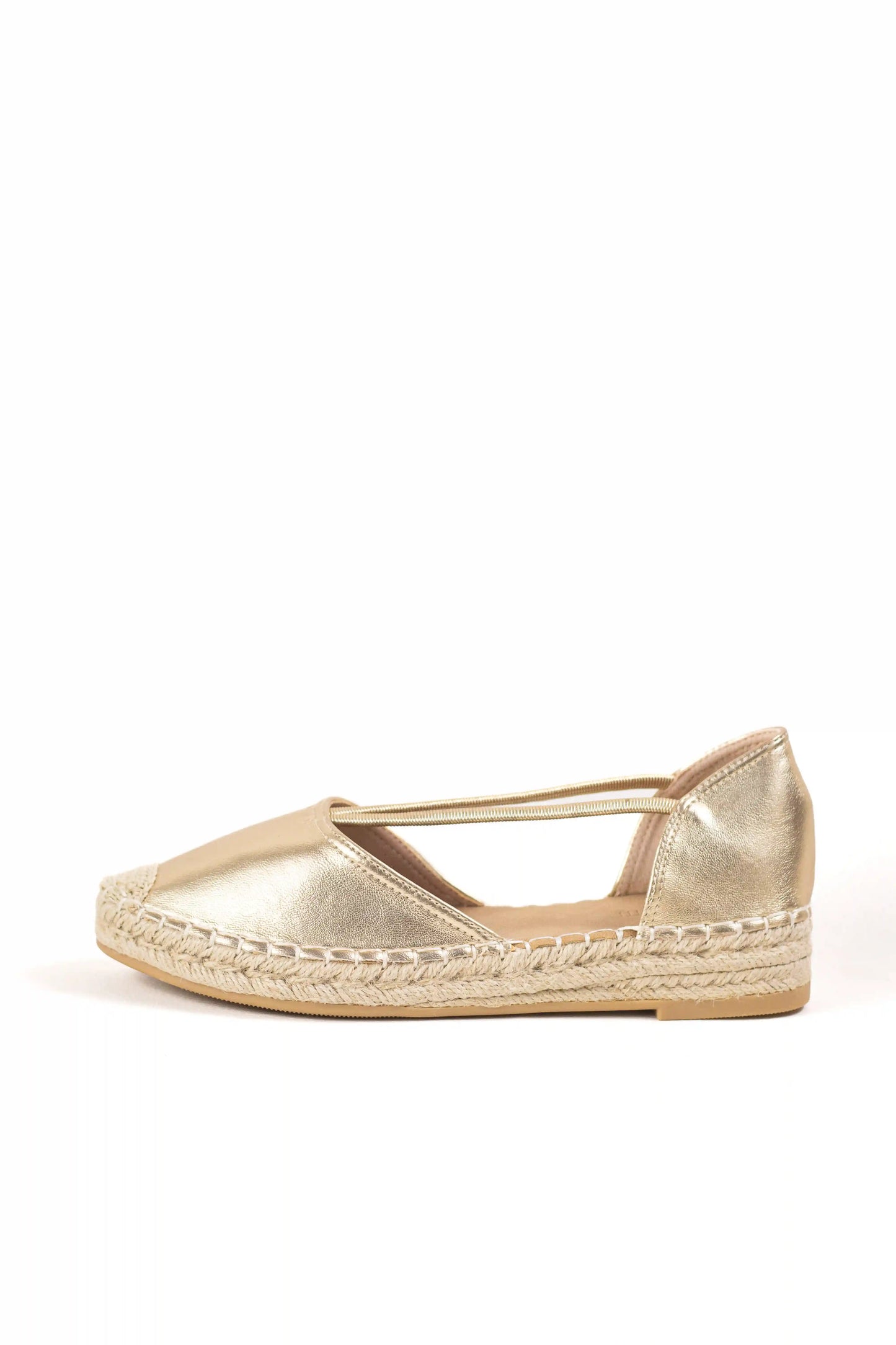 alpargatas con puntera cerrada suela de yute estilo casual y acabado metalizado espartenas color Doradas talla 40