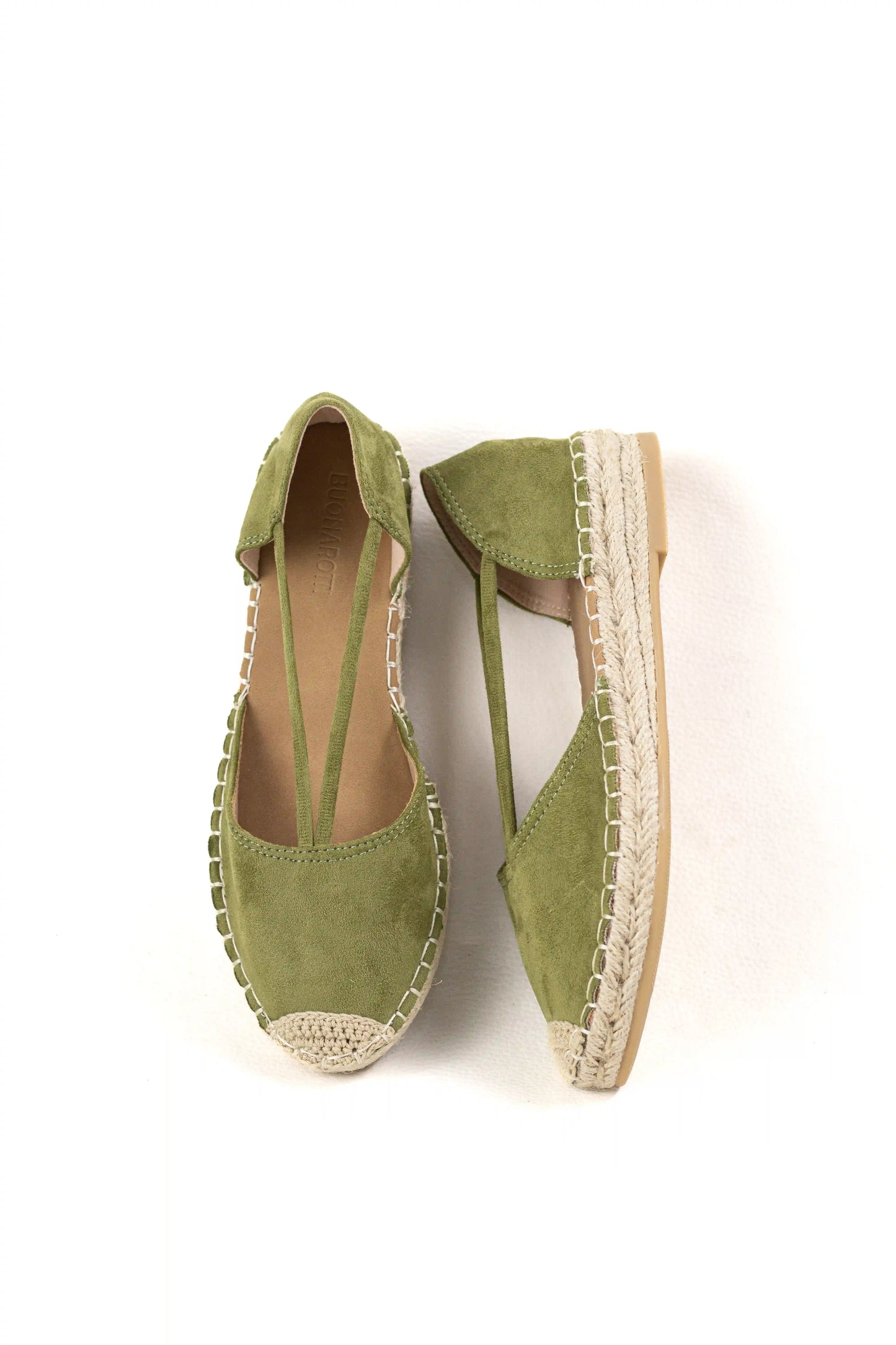 alpargatas con puntera cerrada suela de yute estilo casual y acabado metalizado espartenas color Verde talla 38