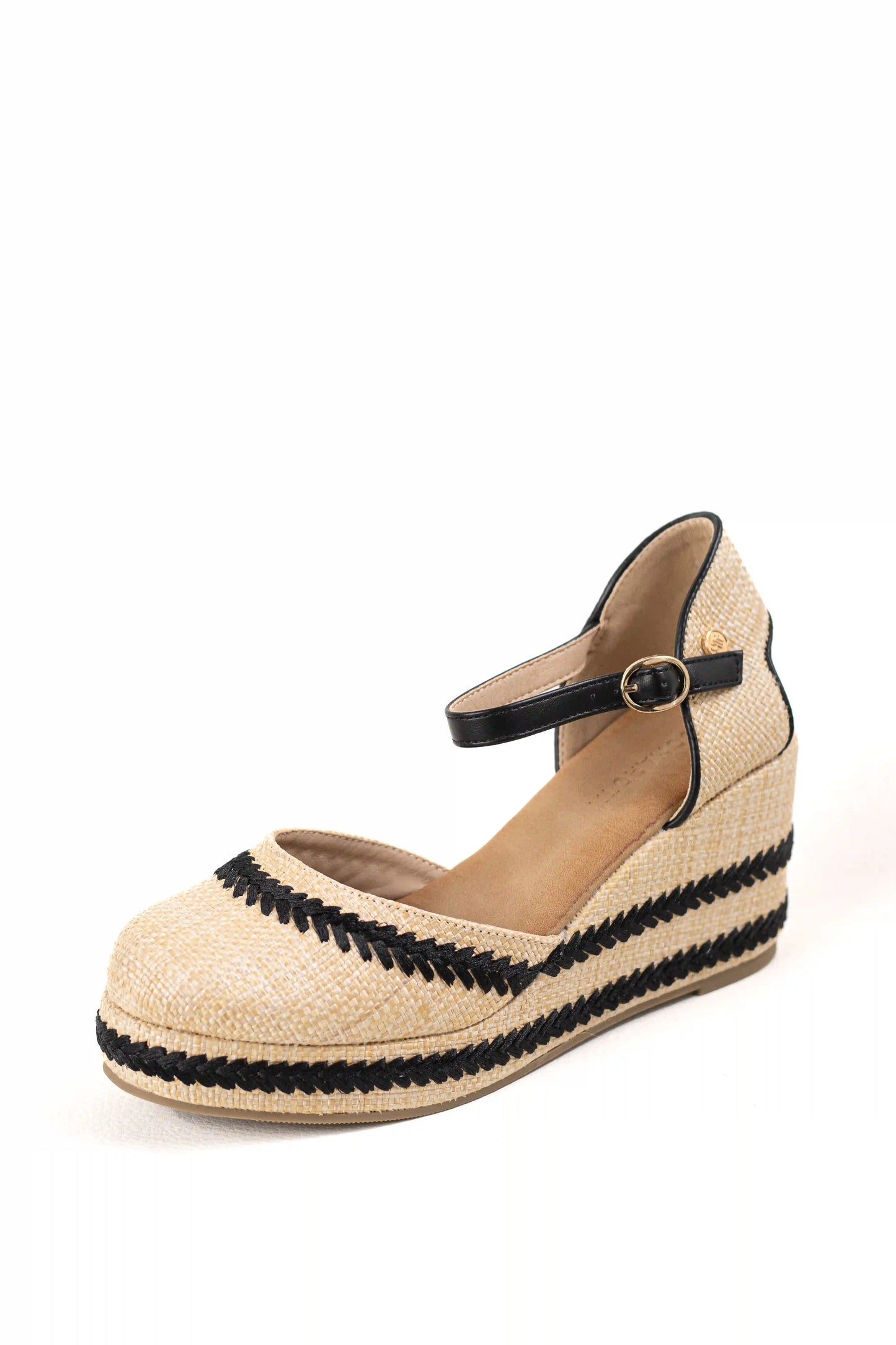 alpargatas de cuna con pulsera y detalle trenzado estilo boho chic color black talla 41