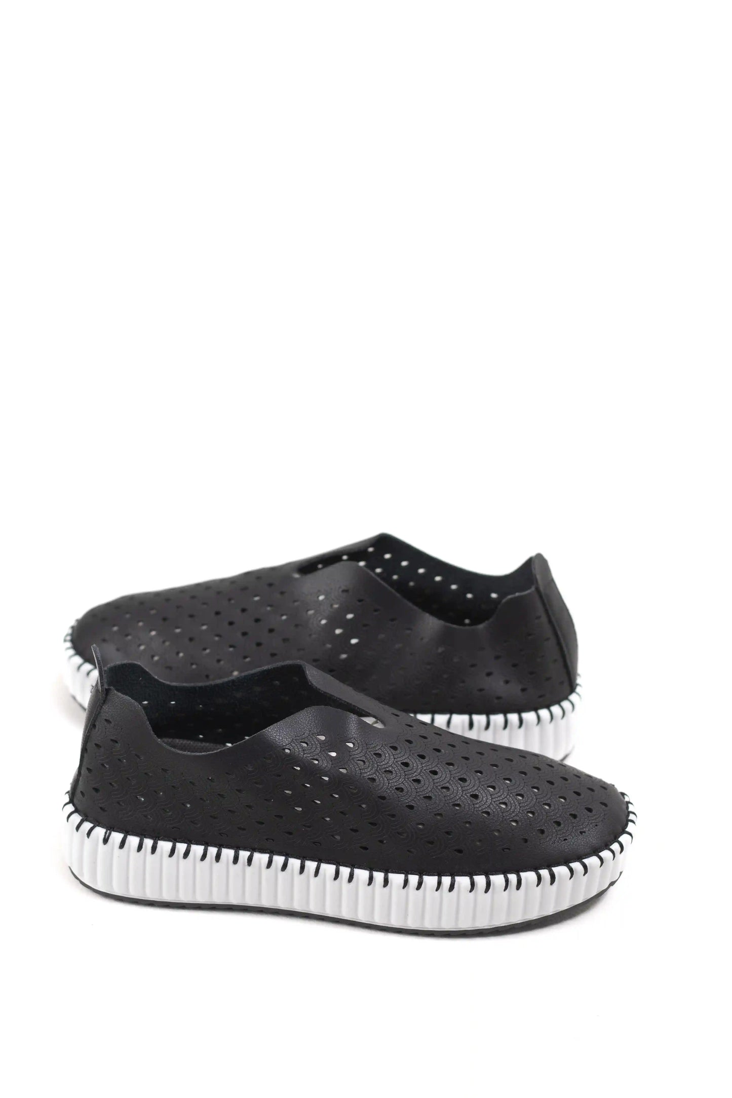 zapatillas slip on con diseno perforado y suela flexible comodidad casual diaria color Negras talla 38