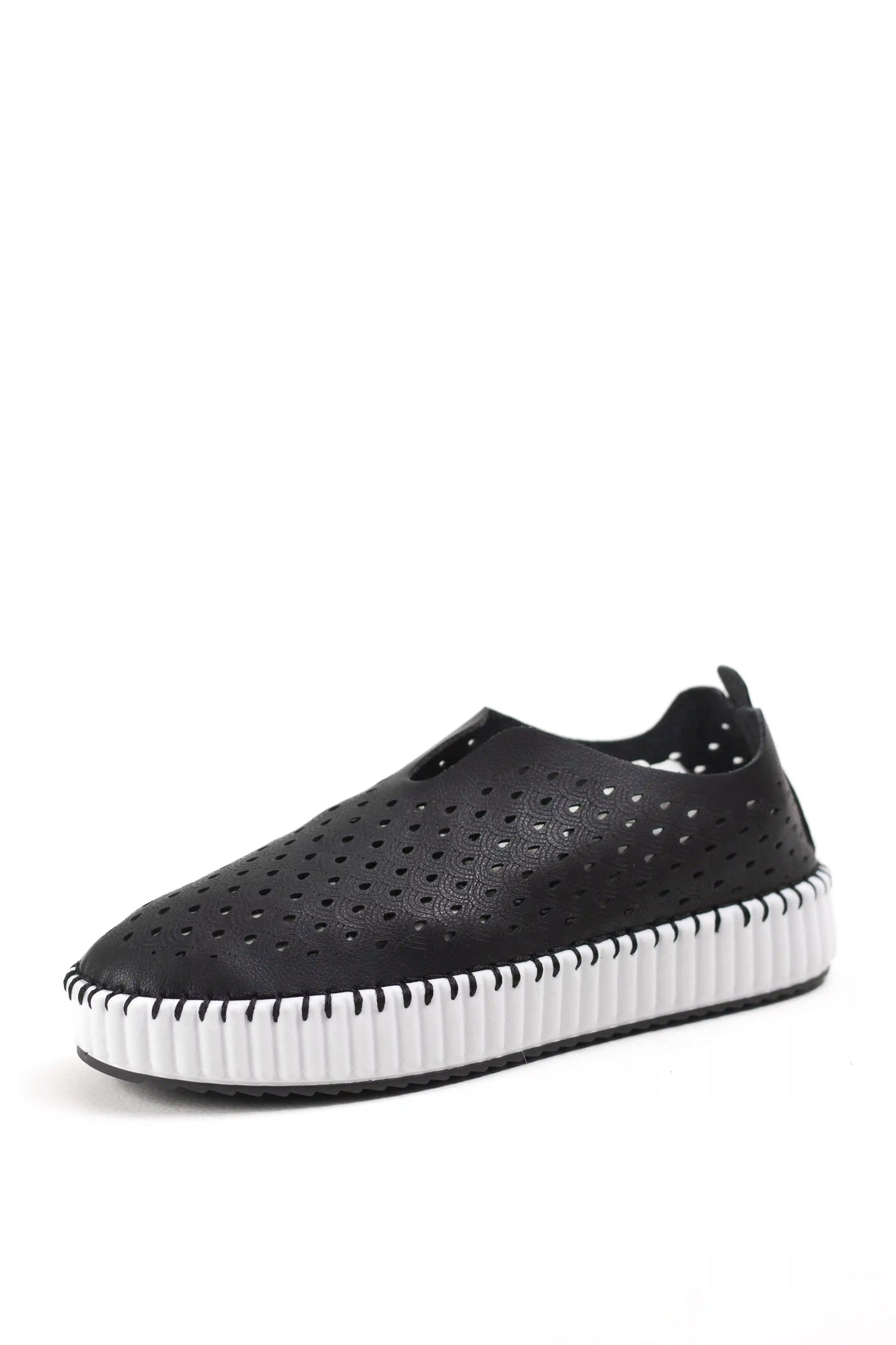 zapatillas slip on con diseno perforado y suela flexible comodidad casual diaria color Negras talla 40