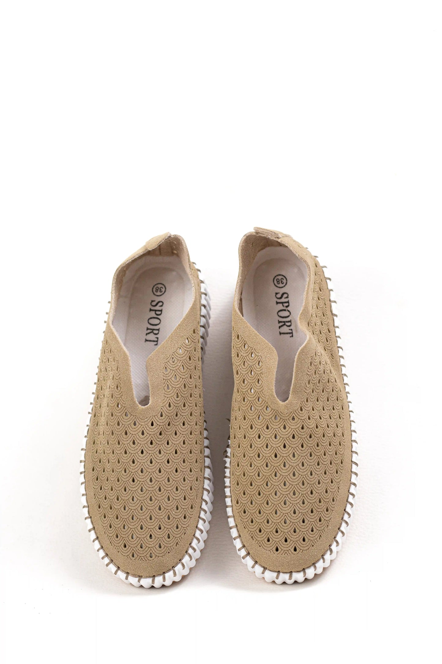 zapatillas slip on con diseno perforado y suela flexible comodidad casual diaria color Khaki talla 38