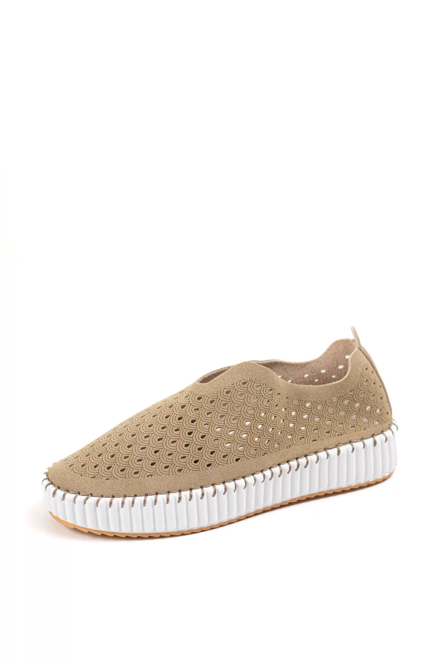zapatillas slip on con diseno perforado y suela flexible comodidad casual diaria color Khaki talla 39
