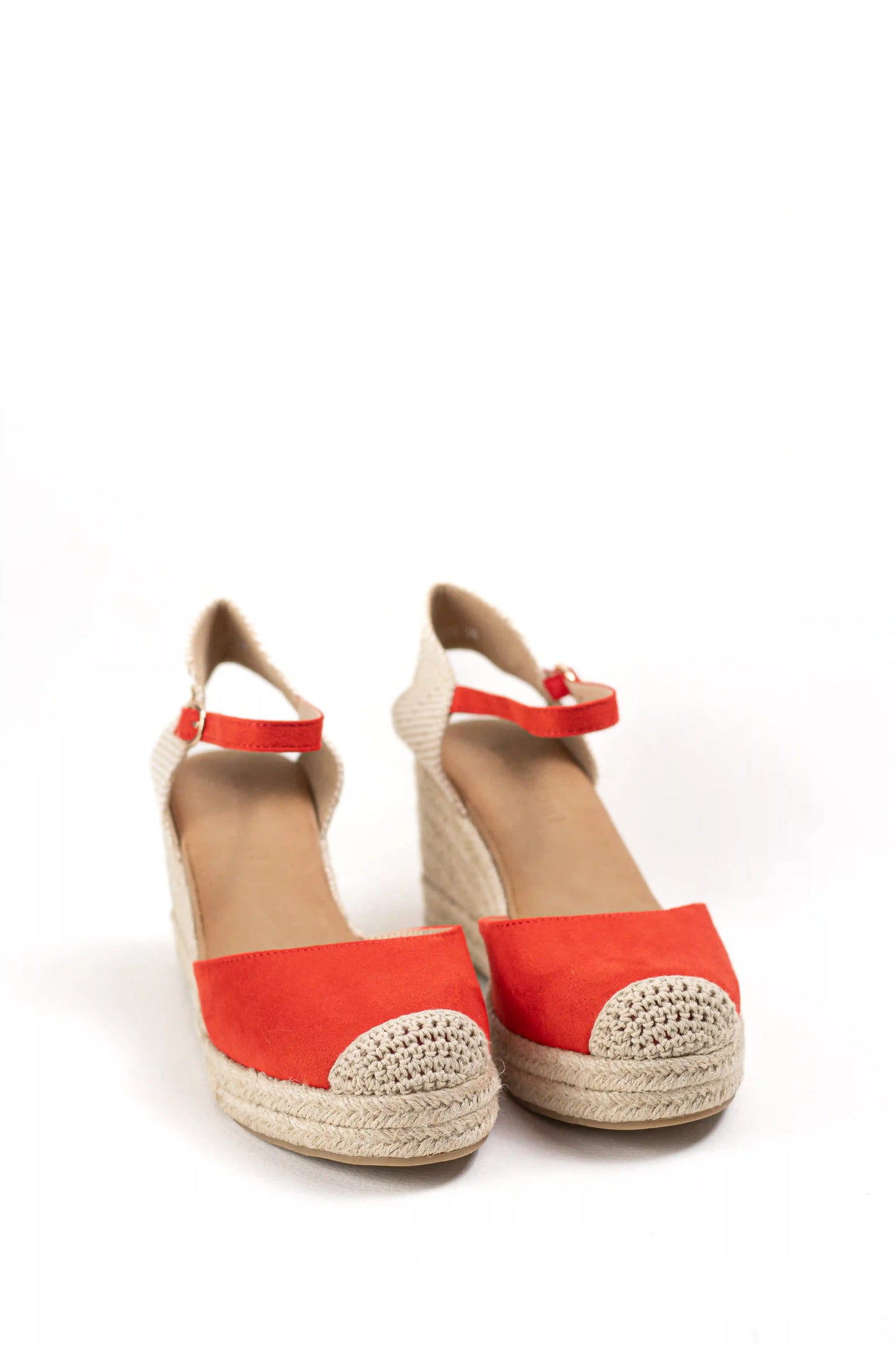 alpargatas doradas mujer de cunas altas de esparto con plataforma ligera con plantillas acolchadas color Rojas talla 41