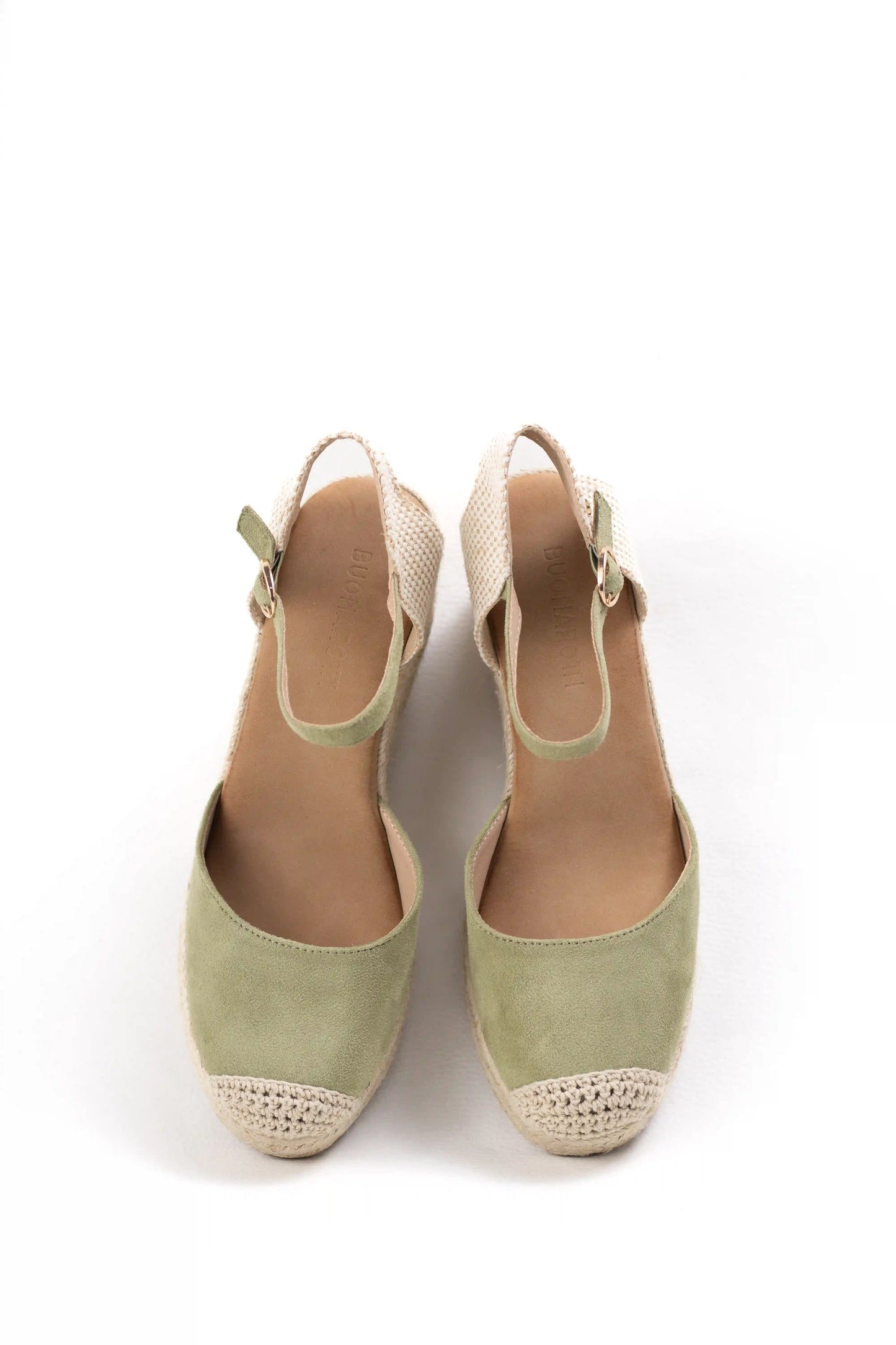 alpargatas doradas mujer de cunas altas de esparto con plataforma ligera con plantillas acolchadas color Verde talla 38