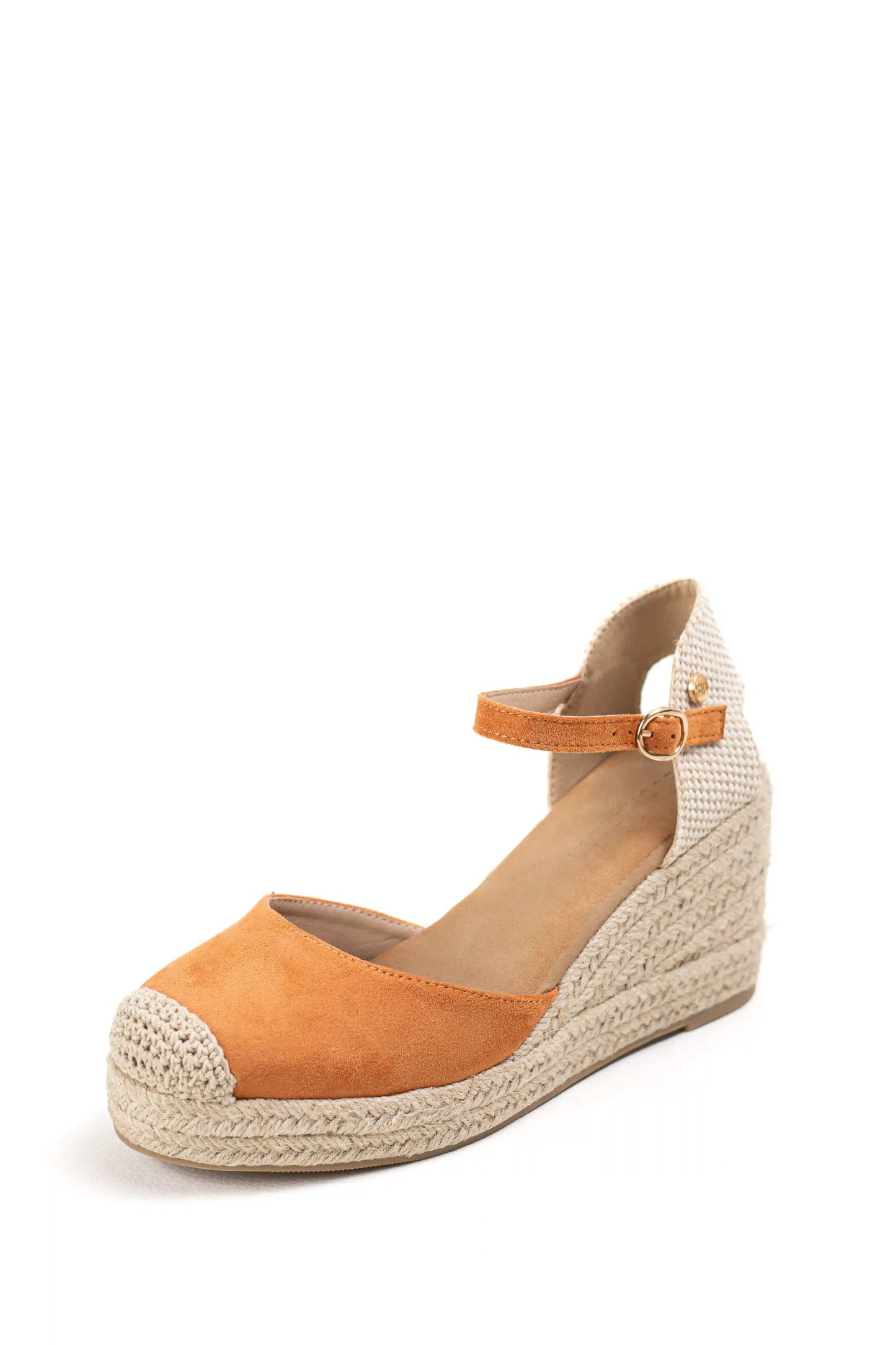 alpargatas doradas mujer de cunas altas de esparto con plataforma ligera con plantillas acolchadas color Rojas talla 37
