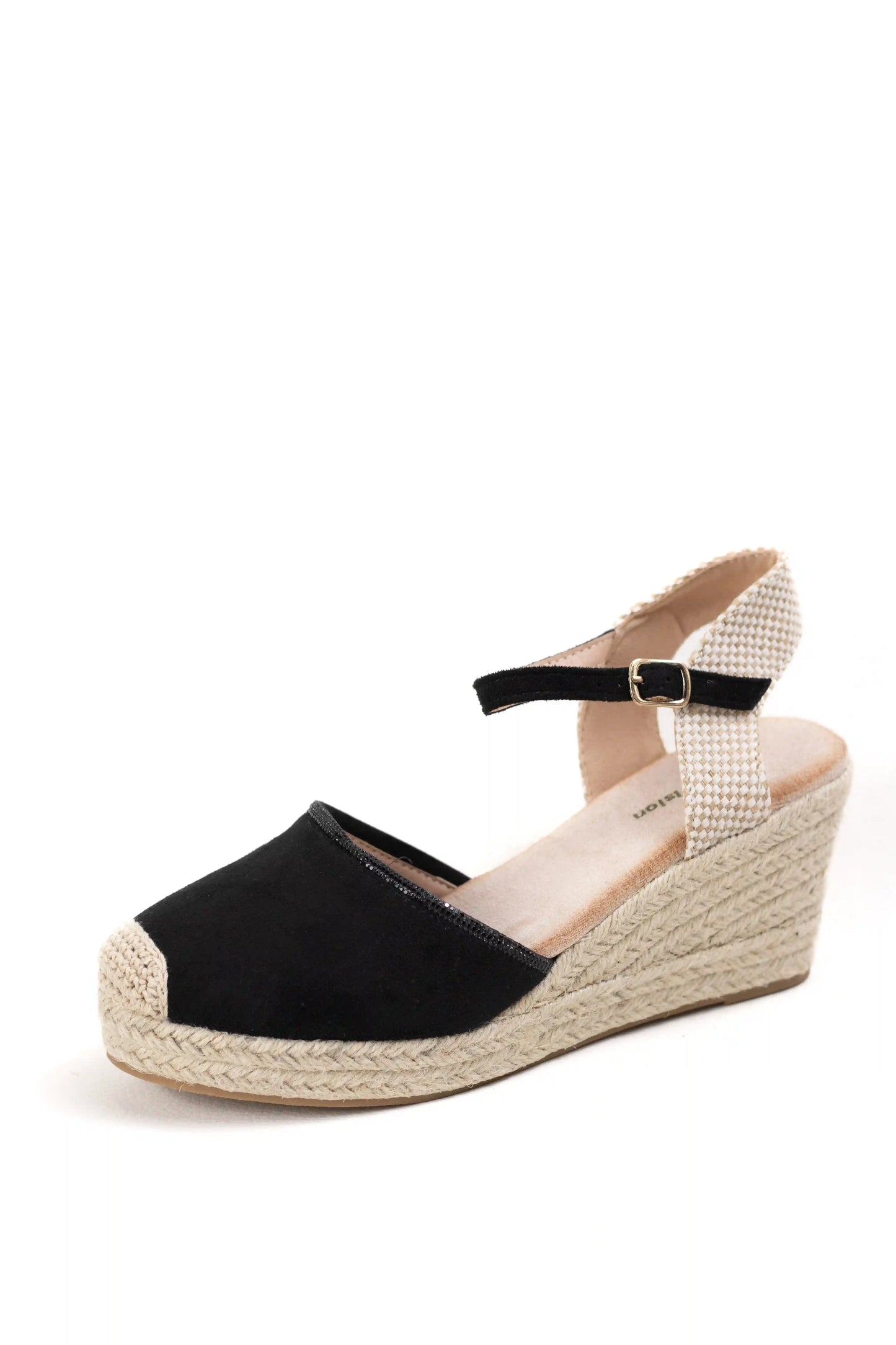 alpargatas de cuna con plataforma de esparto punta cerrada sandalias de verano comodas alpargatas color Negras talla 37