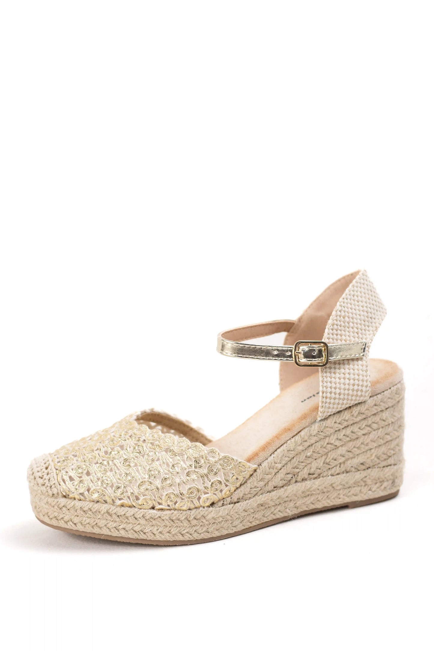 alpargatas de cuna alta de espartos con plataforma diseno crochet sandalias elegantes para verano alpargatas color Doradas talla 40