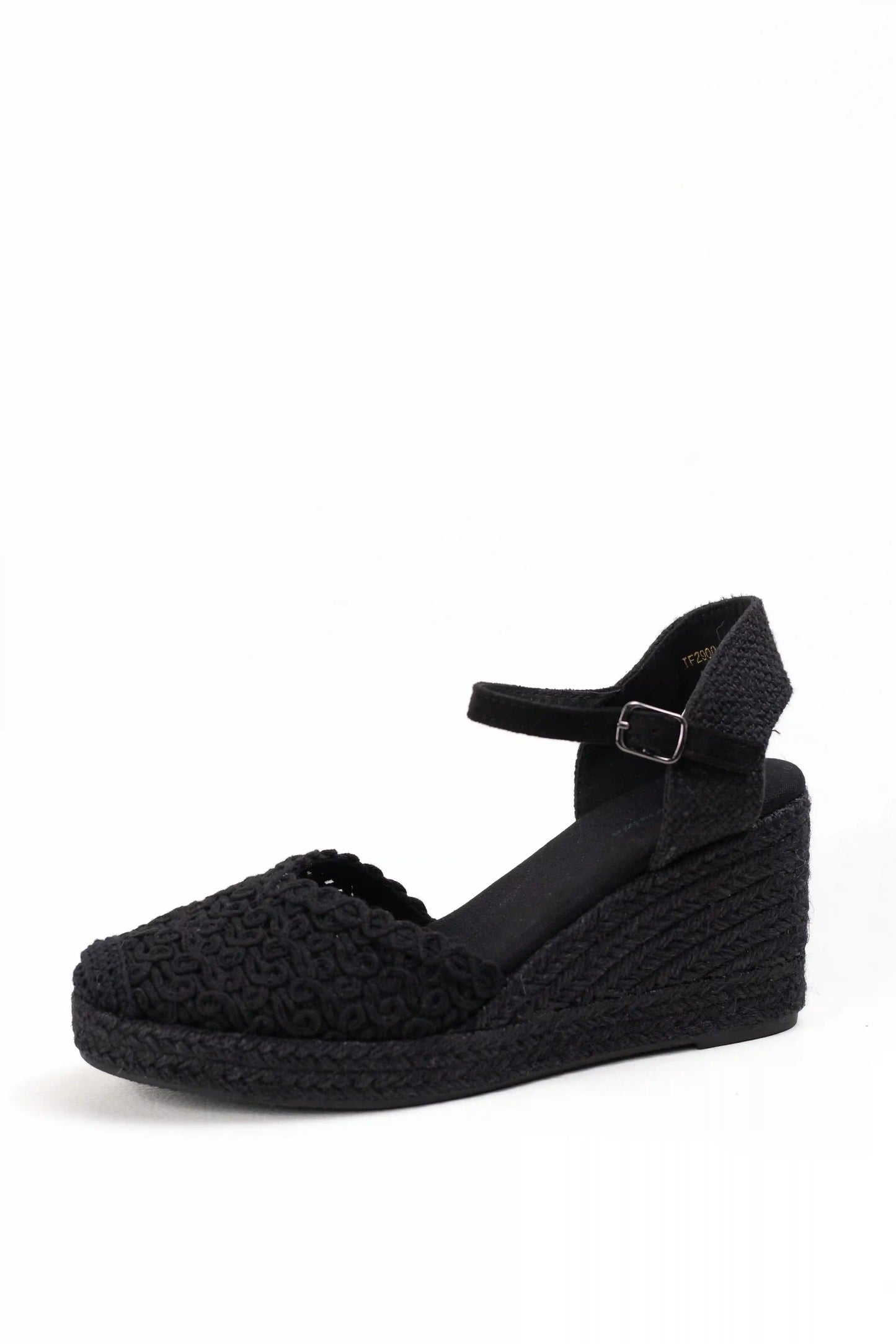 alpargatas de cuna alta de espartos con plataforma diseno crochet sandalias elegantes para verano alpargatas color Negras talla 38