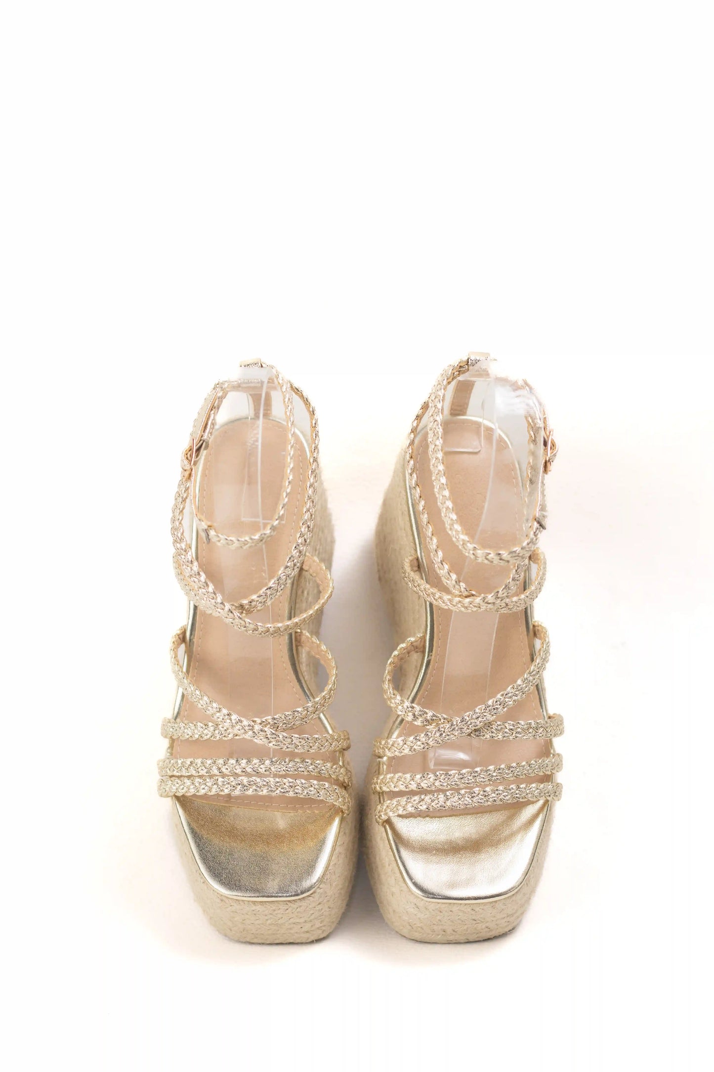 sandalias de cuna de espartos plataforma con tiras trenzadas alpargatas elegantes para verano sandalias color Doradas talla 39