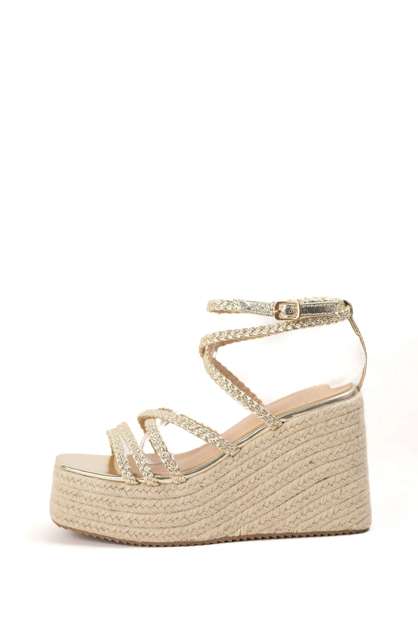 sandalias de cuna de espartos plataforma con tiras trenzadas alpargatas elegantes para verano sandalias color Doradas talla 40