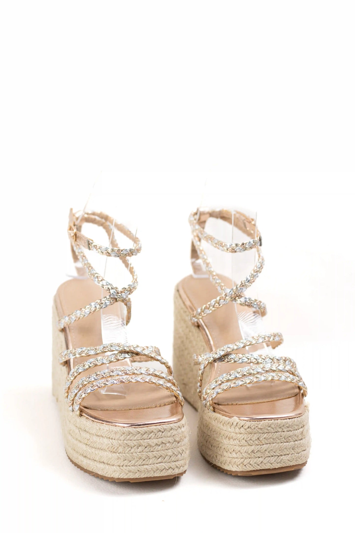 sandalias de cuna de espartos plataforma con tiras trenzadas alpargatas elegantes para verano sandalias color Gold Mix talla 36