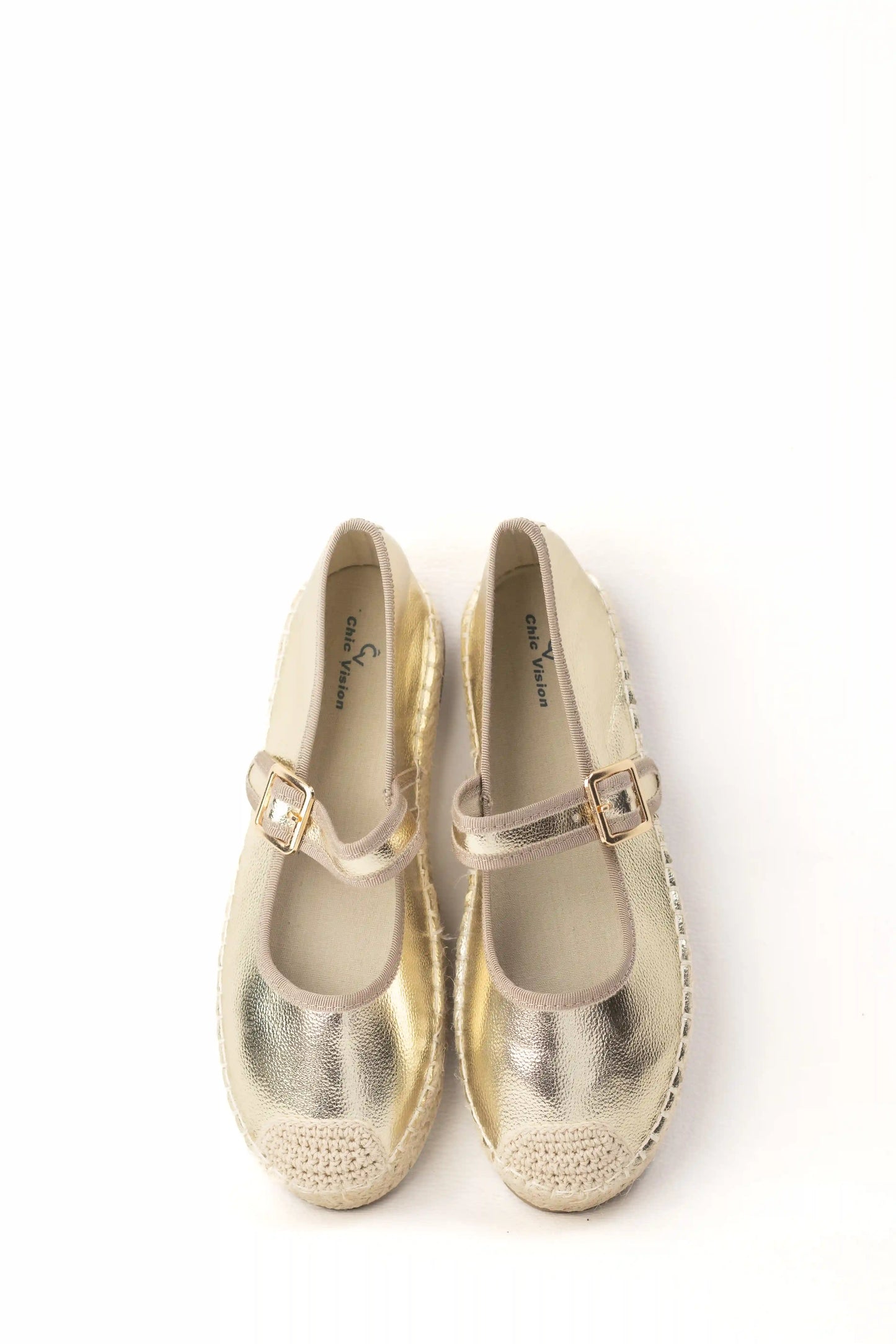 alpargatas con plataforma de yute y pulsera ajustable color Dorado talla 37