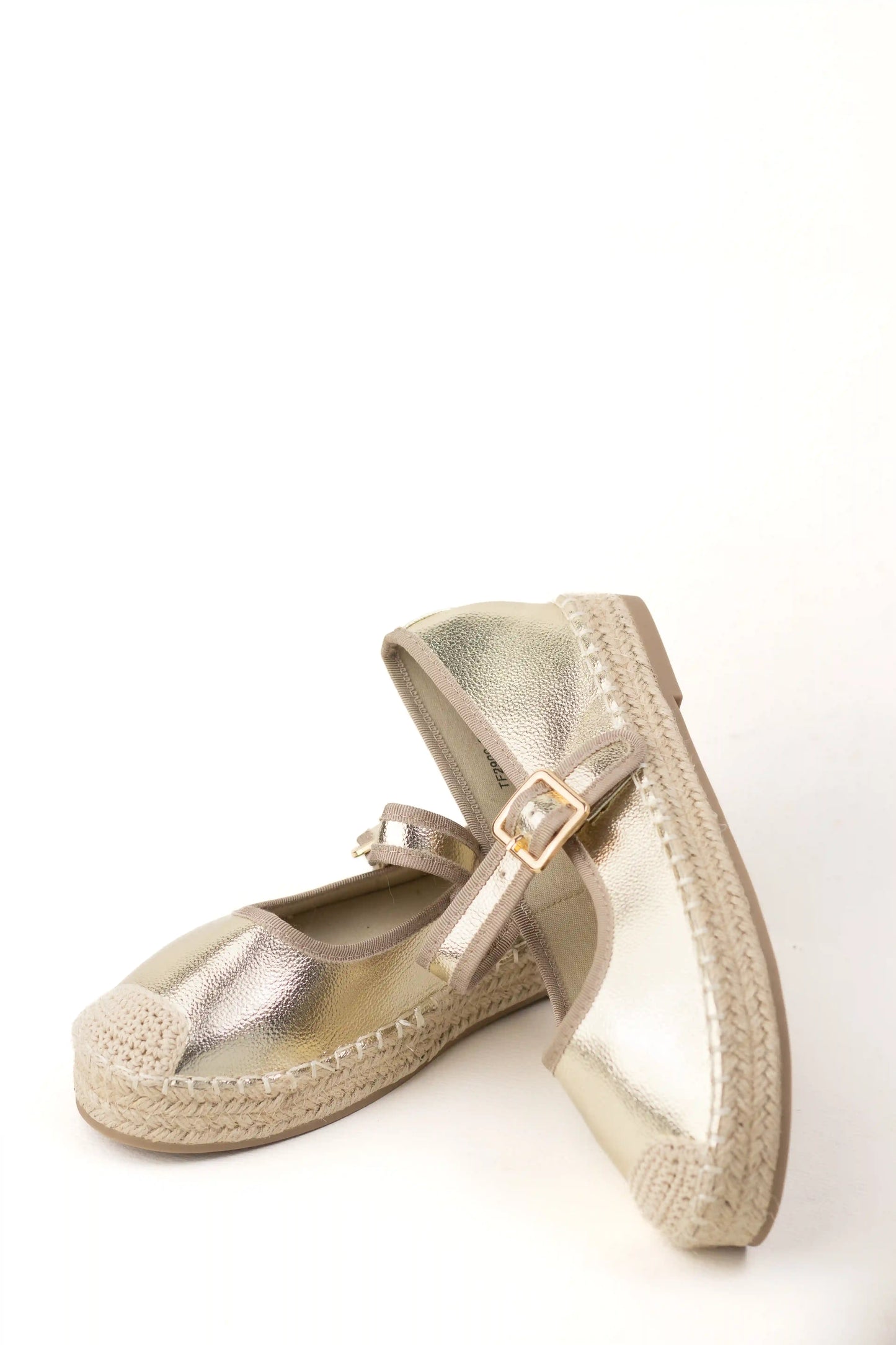 alpargatas con plataforma de yute y pulsera ajustable color Dorado talla 39