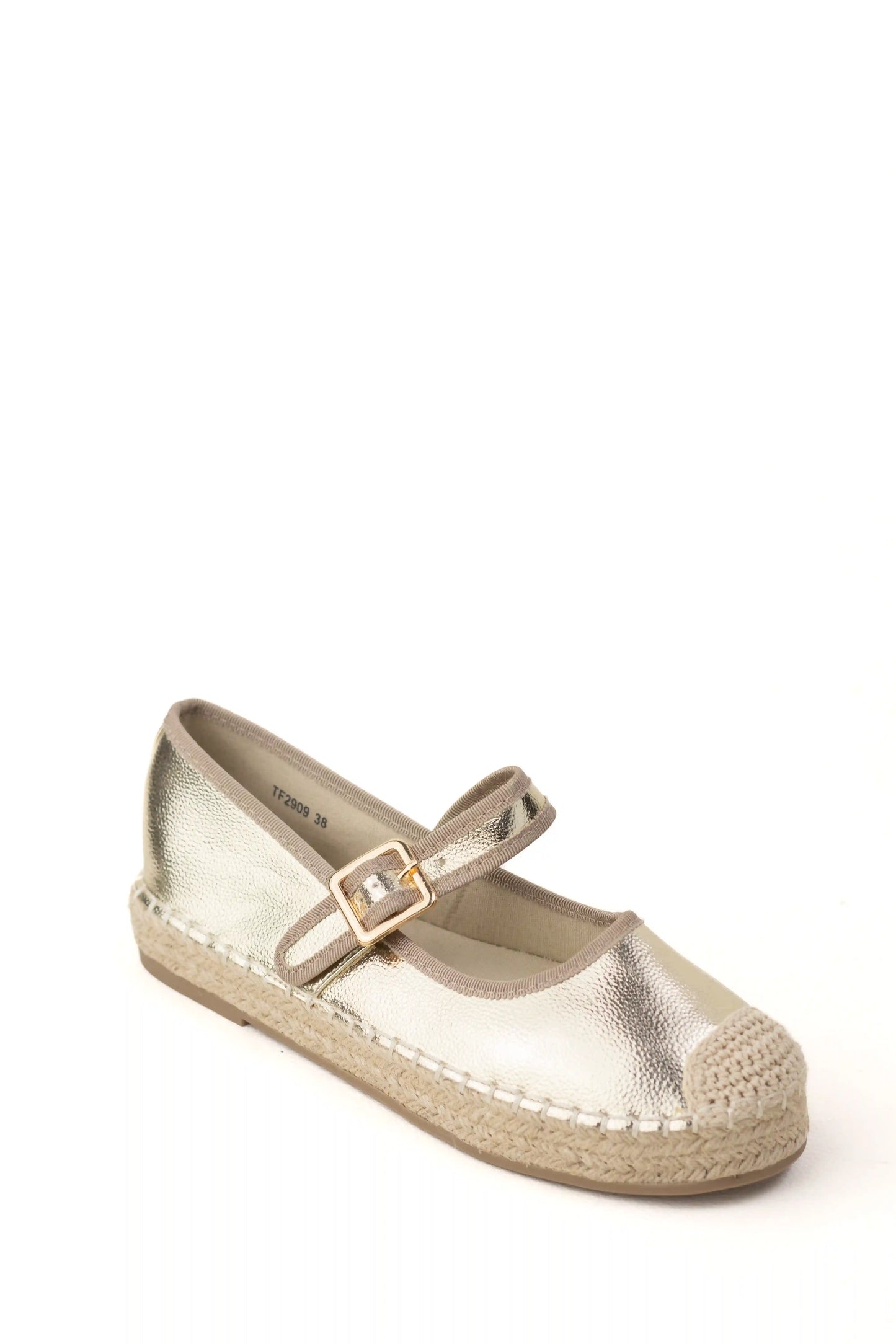 alpargatas con plataforma de yute y pulsera ajustable color Dorado talla 40