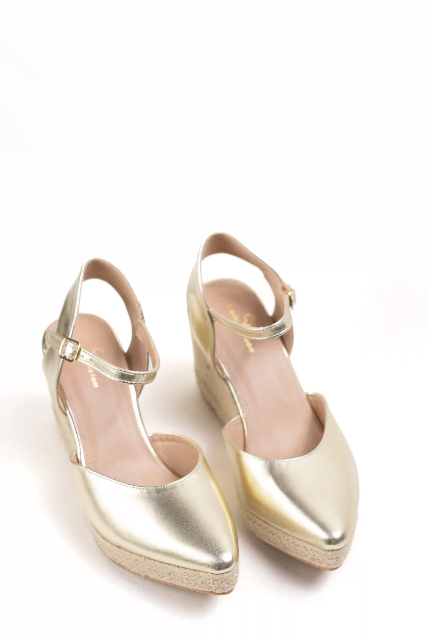 alpargatas de cuna con punta afilada y suela de esparto sandalias elegantes para verano alpargatas color Doradas talla 41