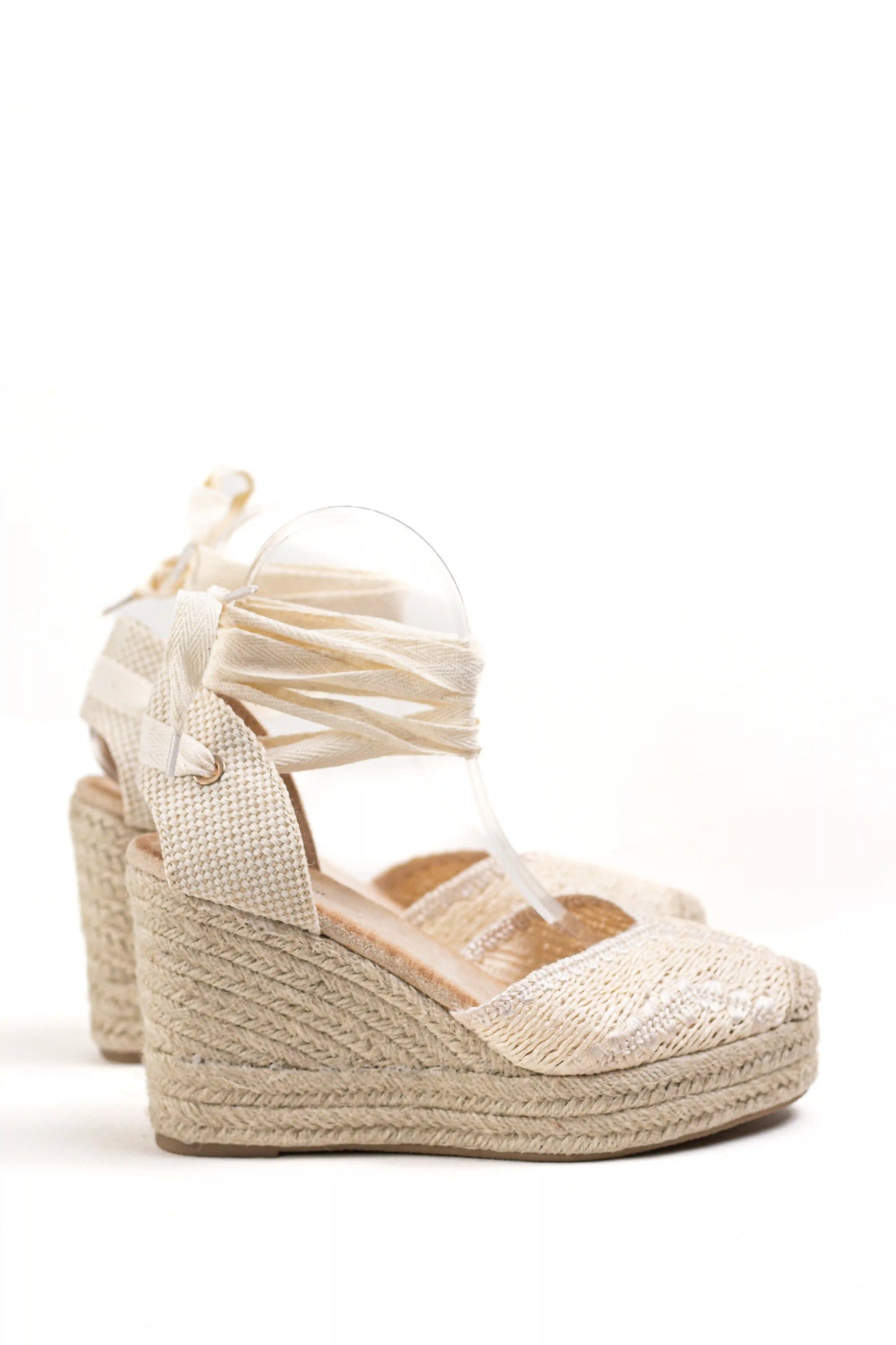 alpargatas de cuna alta de espartos con plataforma en rafia con cintas estilo boho y comodidad para verano alpargatas color Beige talla 38