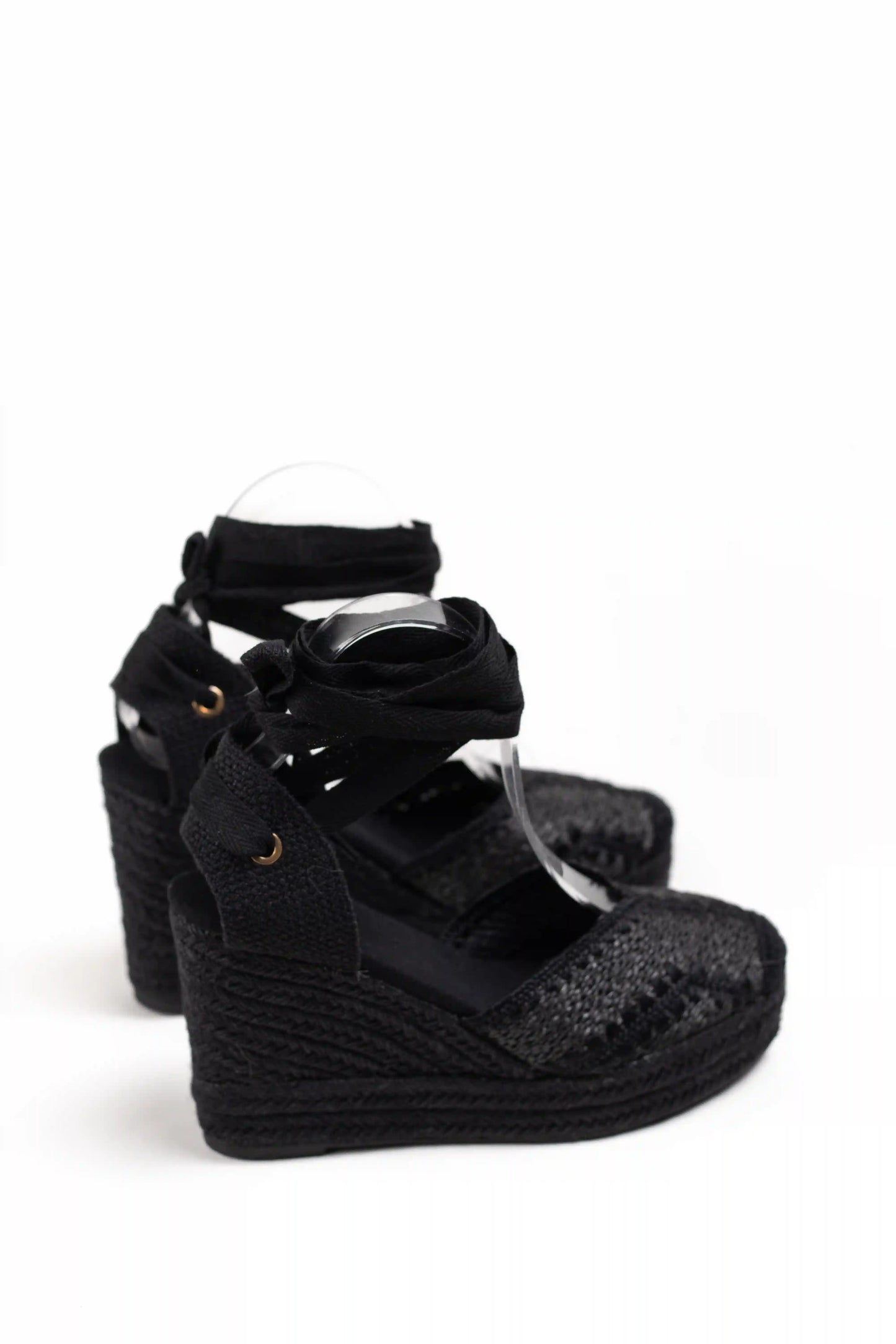 alpargatas de cuna alta de espartos con plataforma en rafia con cintas estilo boho y comodidad para verano alpargatas color Negras talla 38