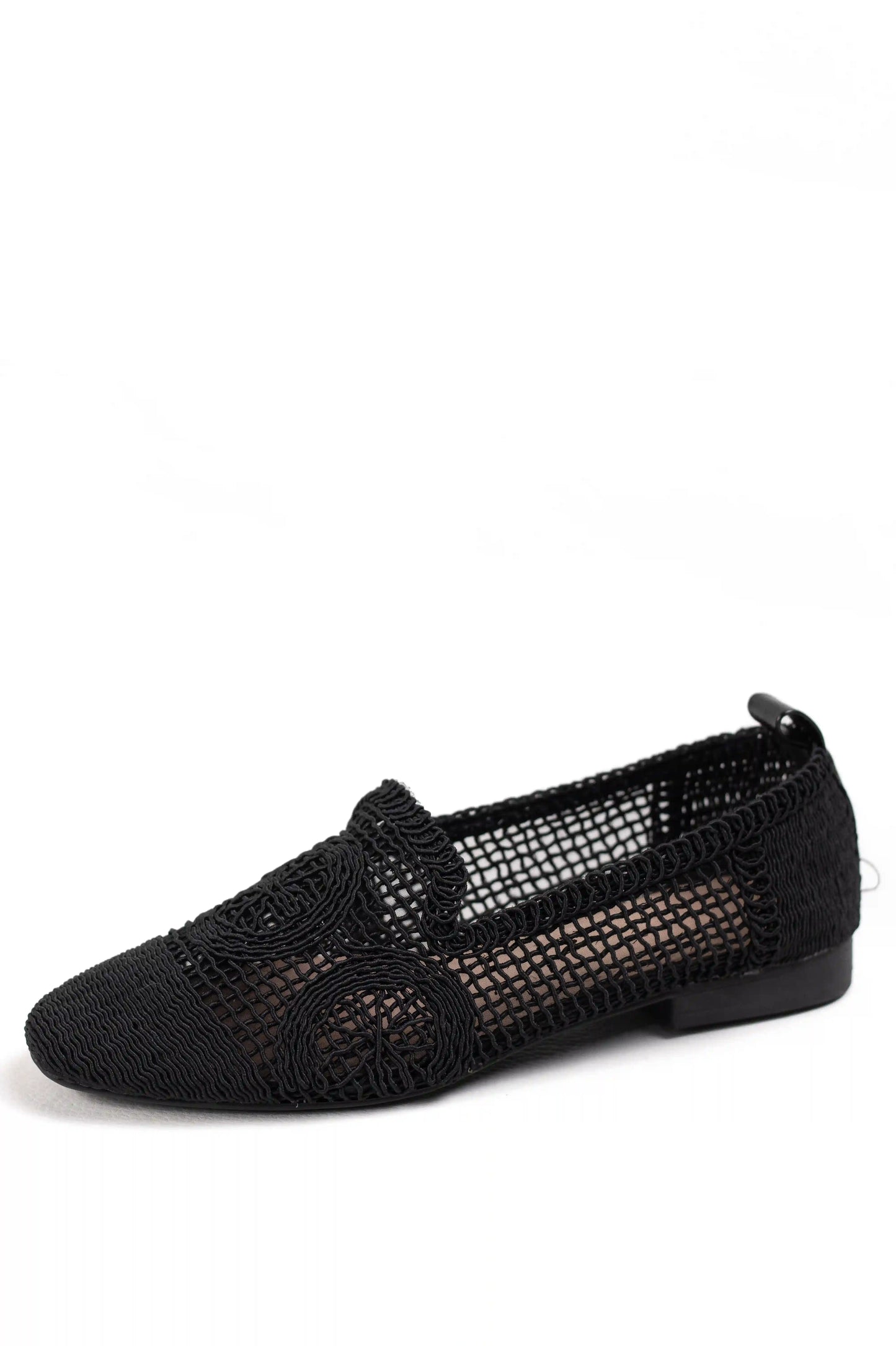 mocasines de malla calada con diseno artesanal y suela plana color Negro talla 38