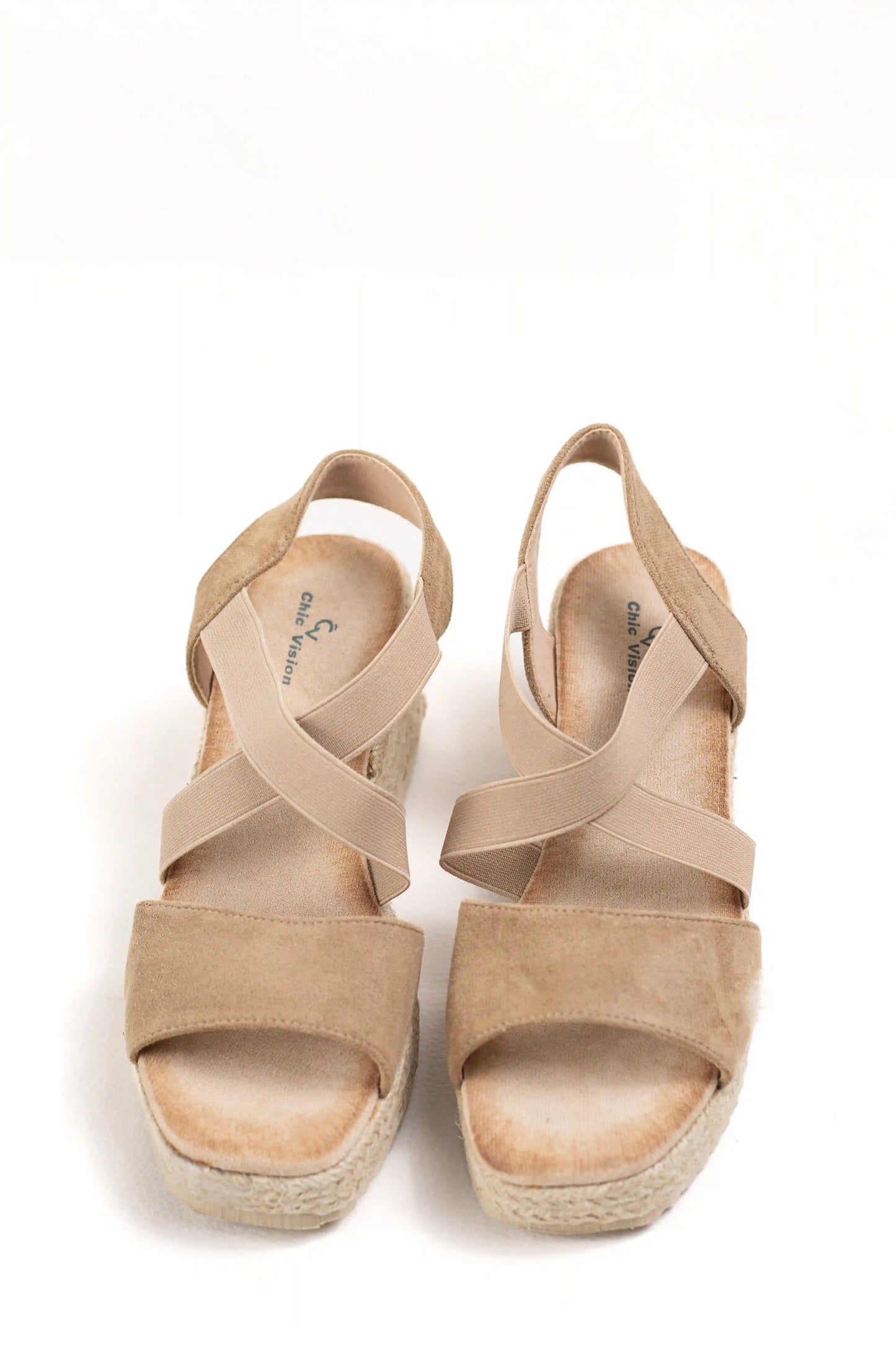 sandalias de cuna con tiras elasticas y plataforma de yute color Verde talla 36