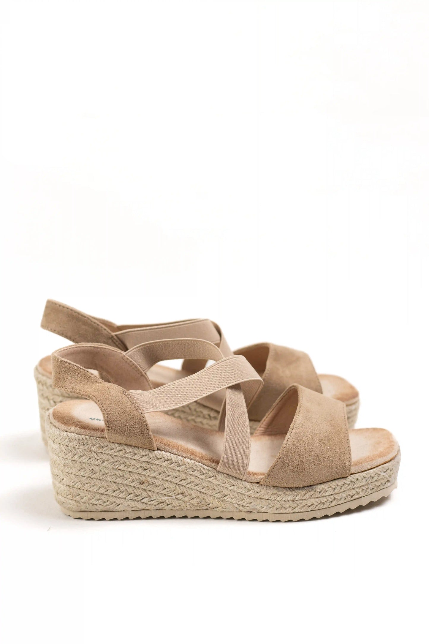 sandalias de cuna con tiras elasticas y plataforma de yute color Verde talla 37