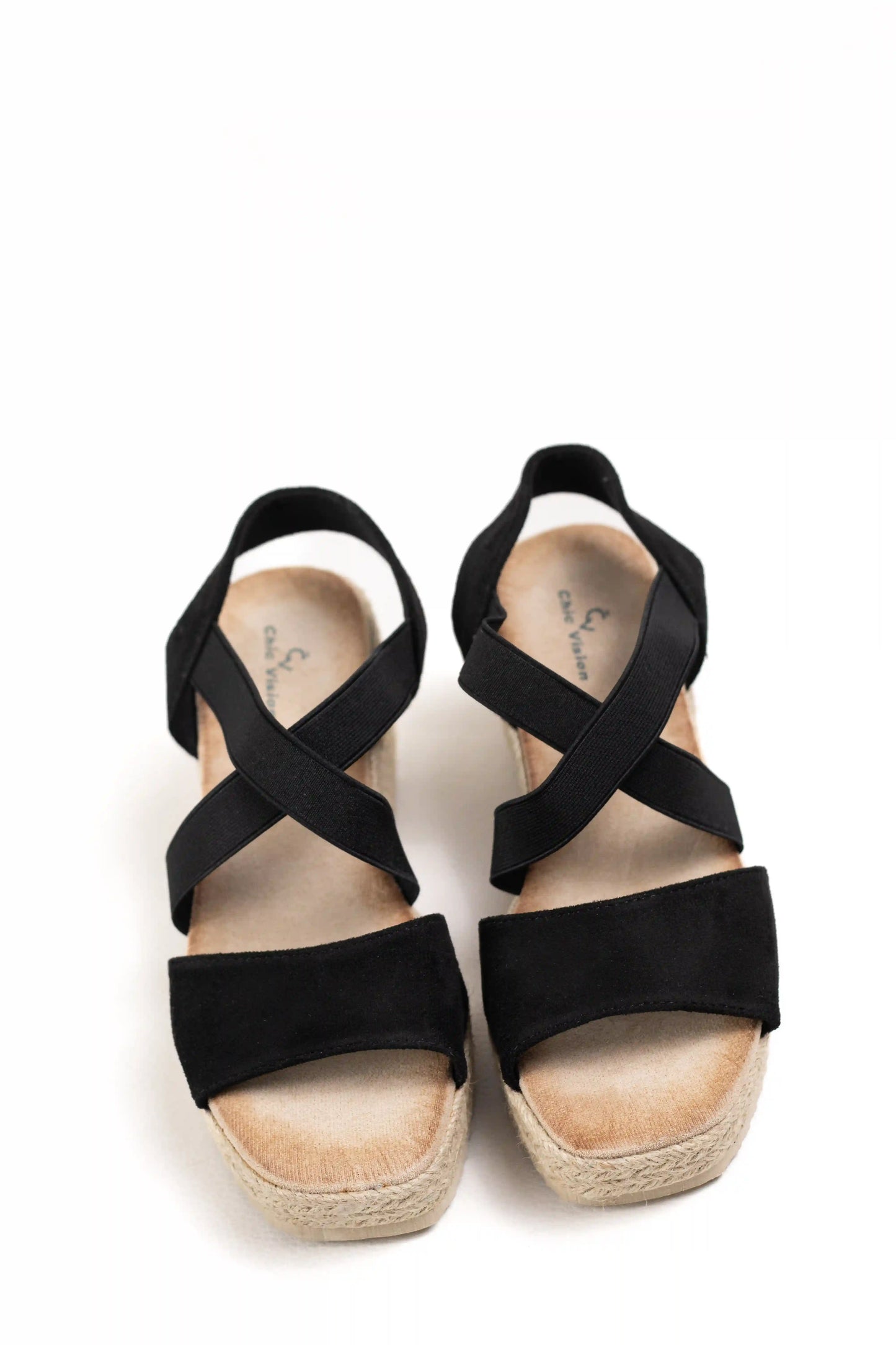 sandalias de cuna con tiras elasticas y plataforma de yute color Verde talla 41