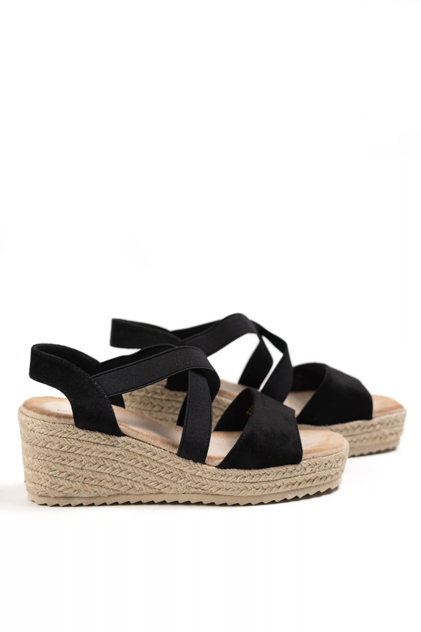 sandalias de cuna con tiras elasticas y plataforma de yute color Negro talla 36