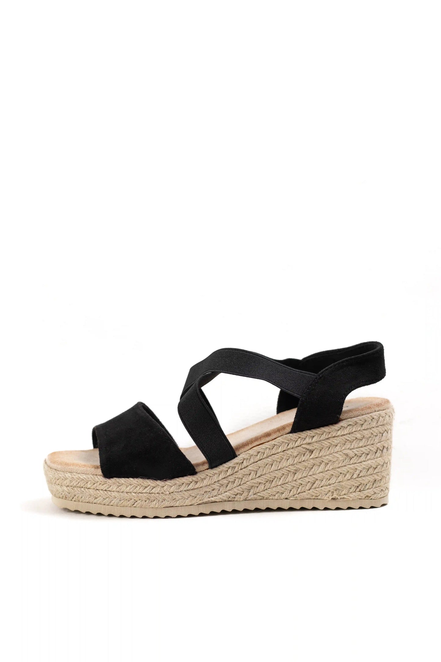 sandalias de cuna con tiras elasticas y plataforma de yute color Negro talla 37