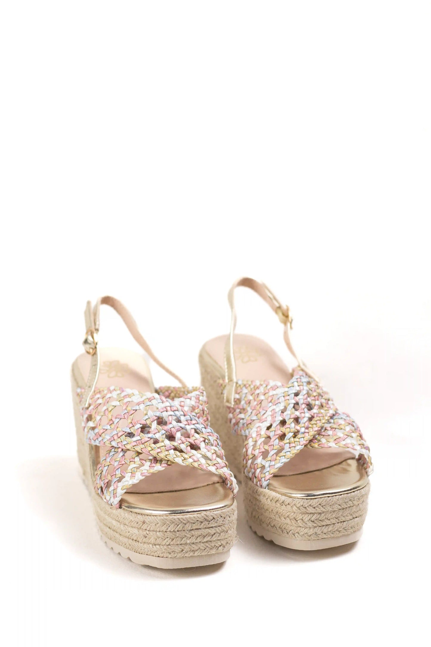 sandalias cunas espartos plataforma tiras trenzadas acabado metalizado color Color talla 36