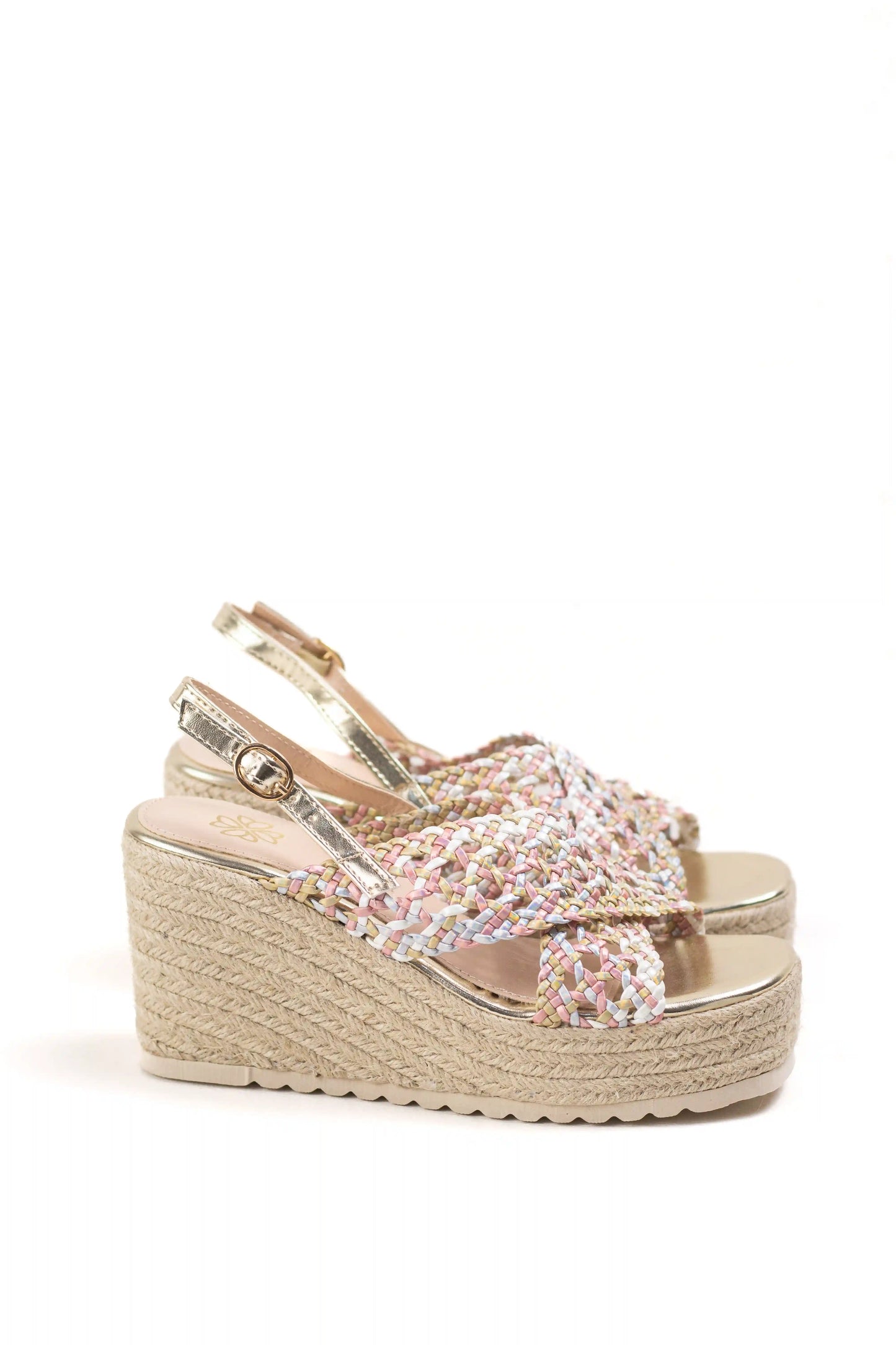 sandalias cunas espartos plataforma tiras trenzadas acabado metalizado color Color talla 38