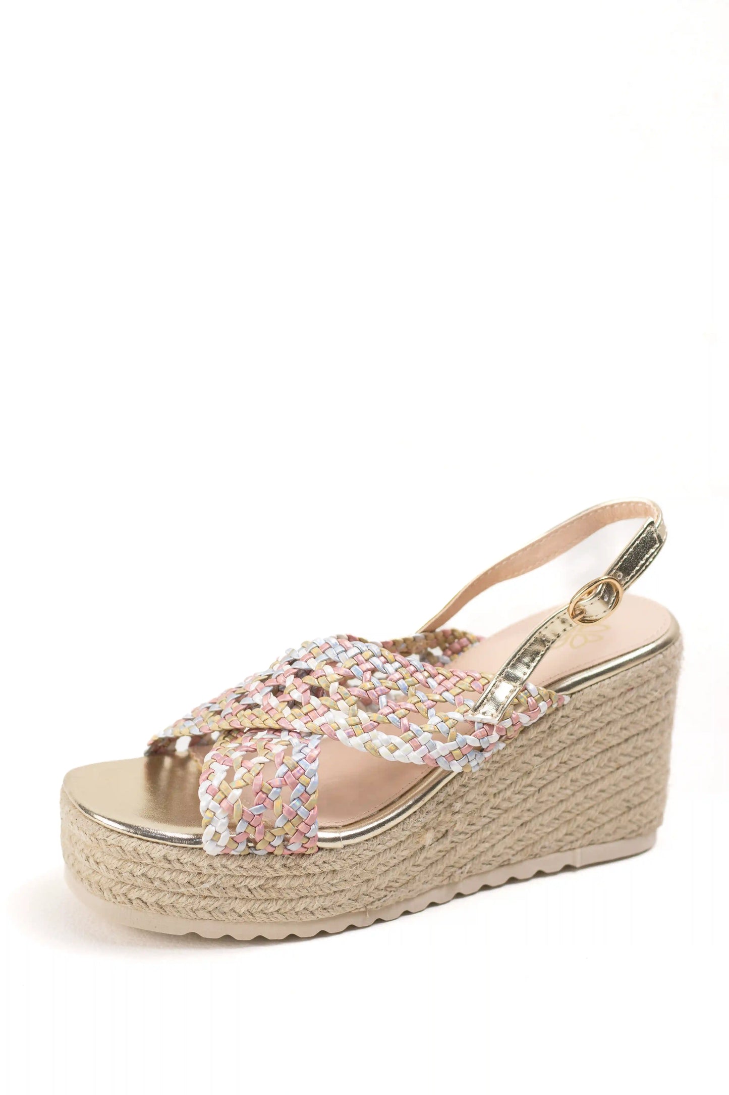 sandalias cunas espartos plataforma tiras trenzadas acabado metalizado color Color talla 39