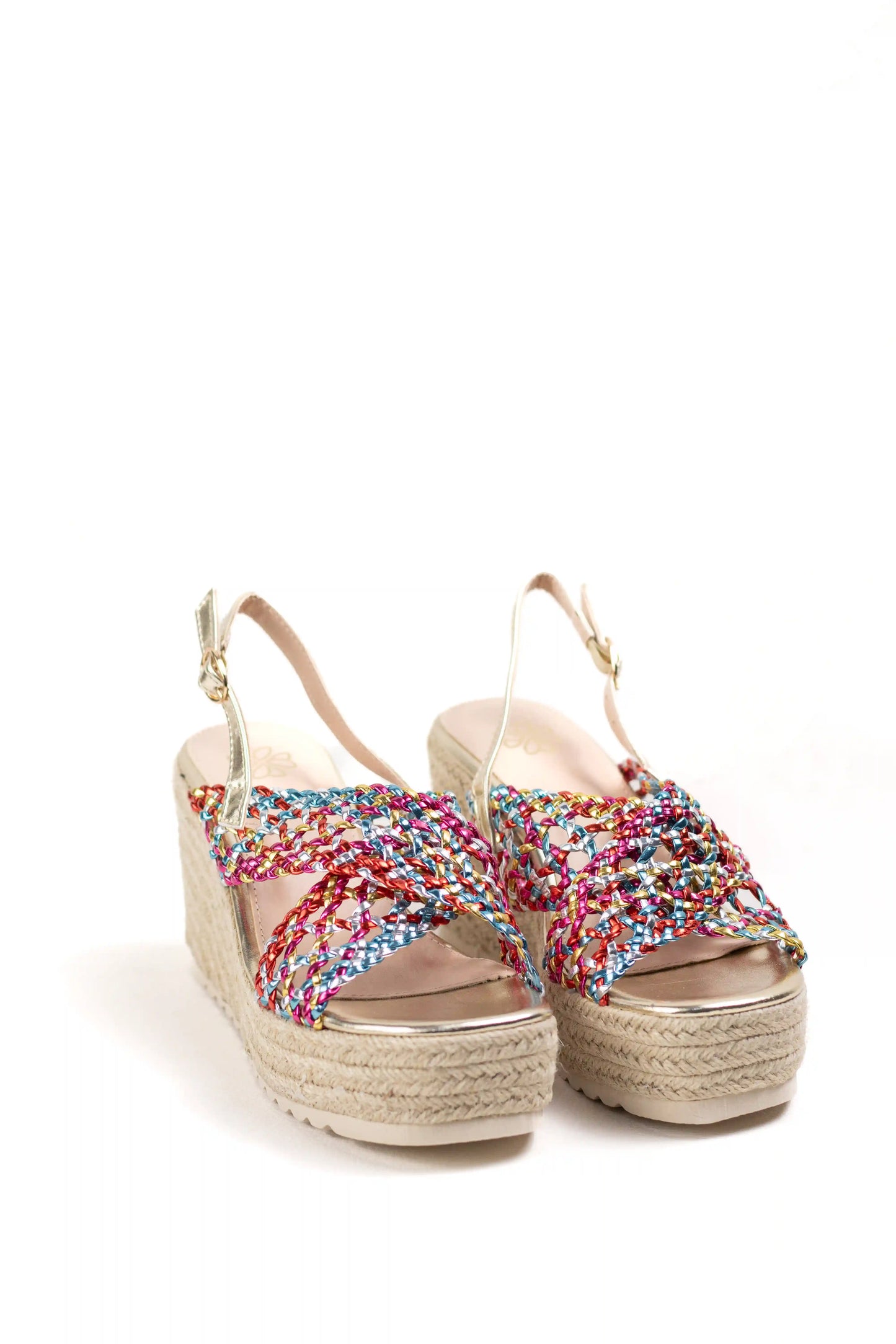 sandalias cunas espartos plataforma tiras trenzadas acabado metalizado color Color talla 41