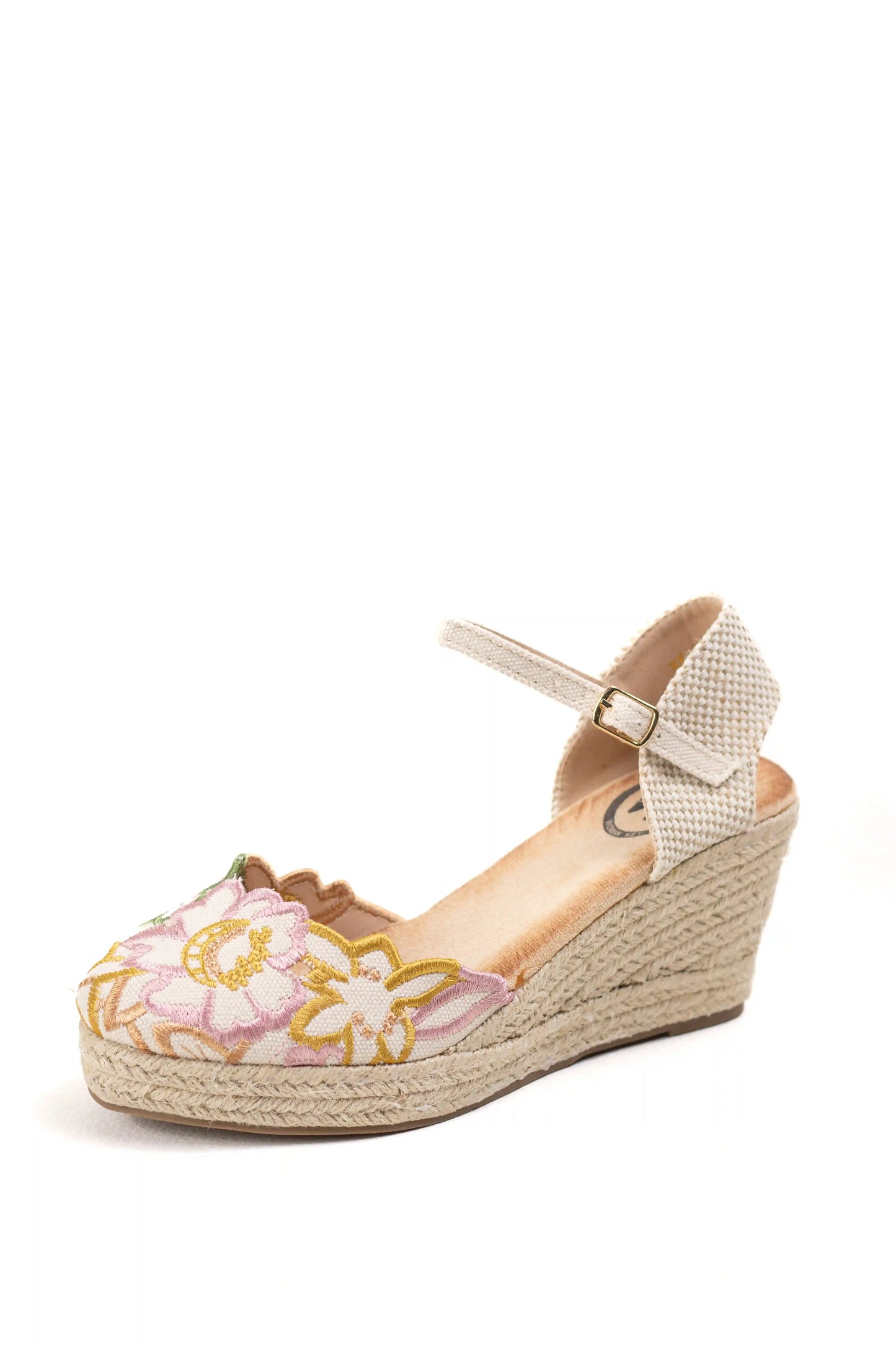 alpargatas cuna plataforma con bordado floral y plantilla acolchada color Rosa talla 40