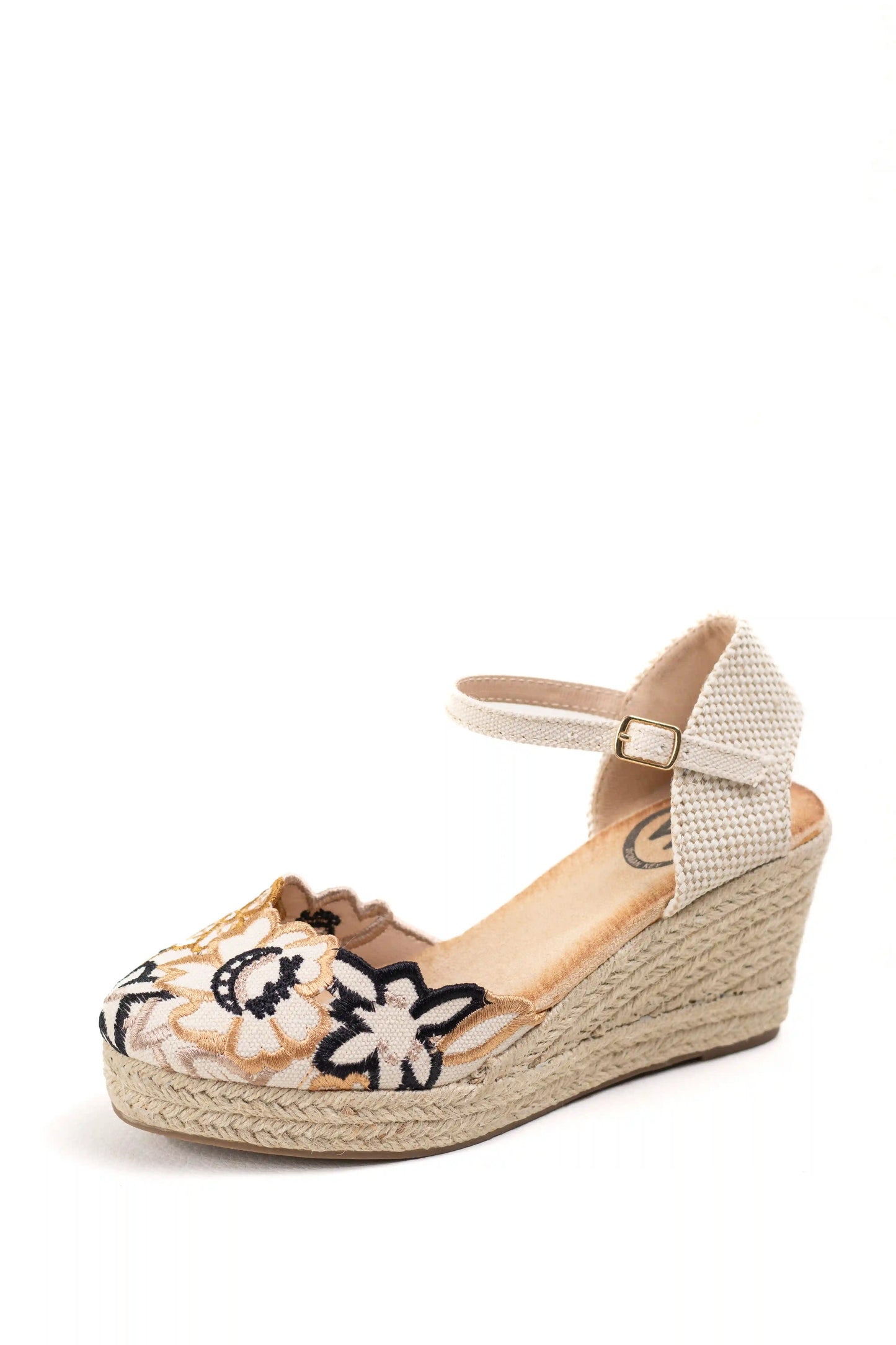 alpargatas cuna plataforma con bordado floral y plantilla acolchada color Negro talla 39