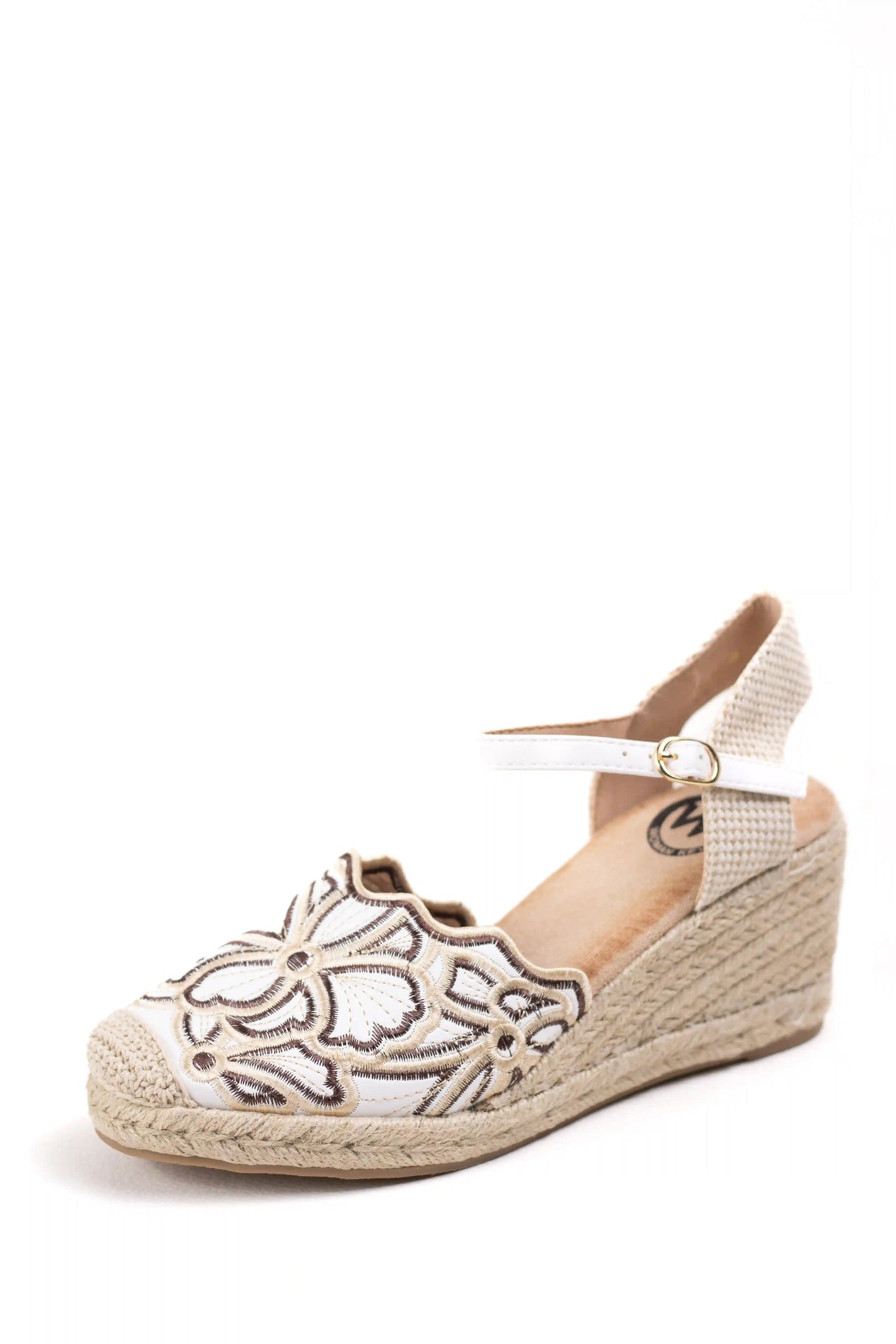 alpargatas cuna plataforma con bordado artesanal y plantilla acolchada color Blanco talla 39