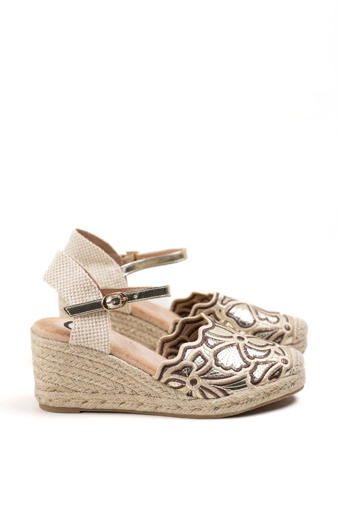 alpargatas cuna plataforma con bordado artesanal y plantilla acolchada color Blanco talla 41