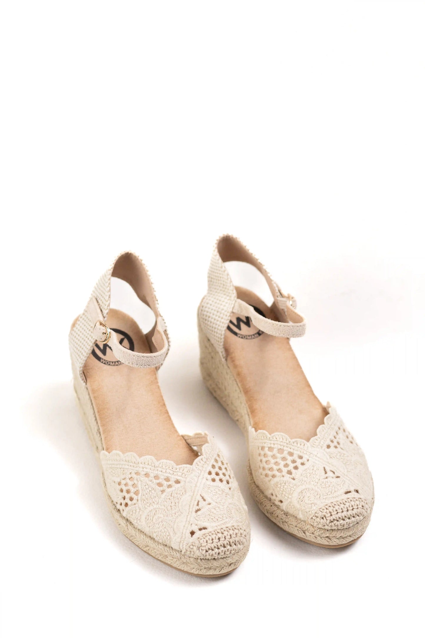 alpargatas cunas de esparto plataforma con encaje y pulsera ajustable color Beige talla 37