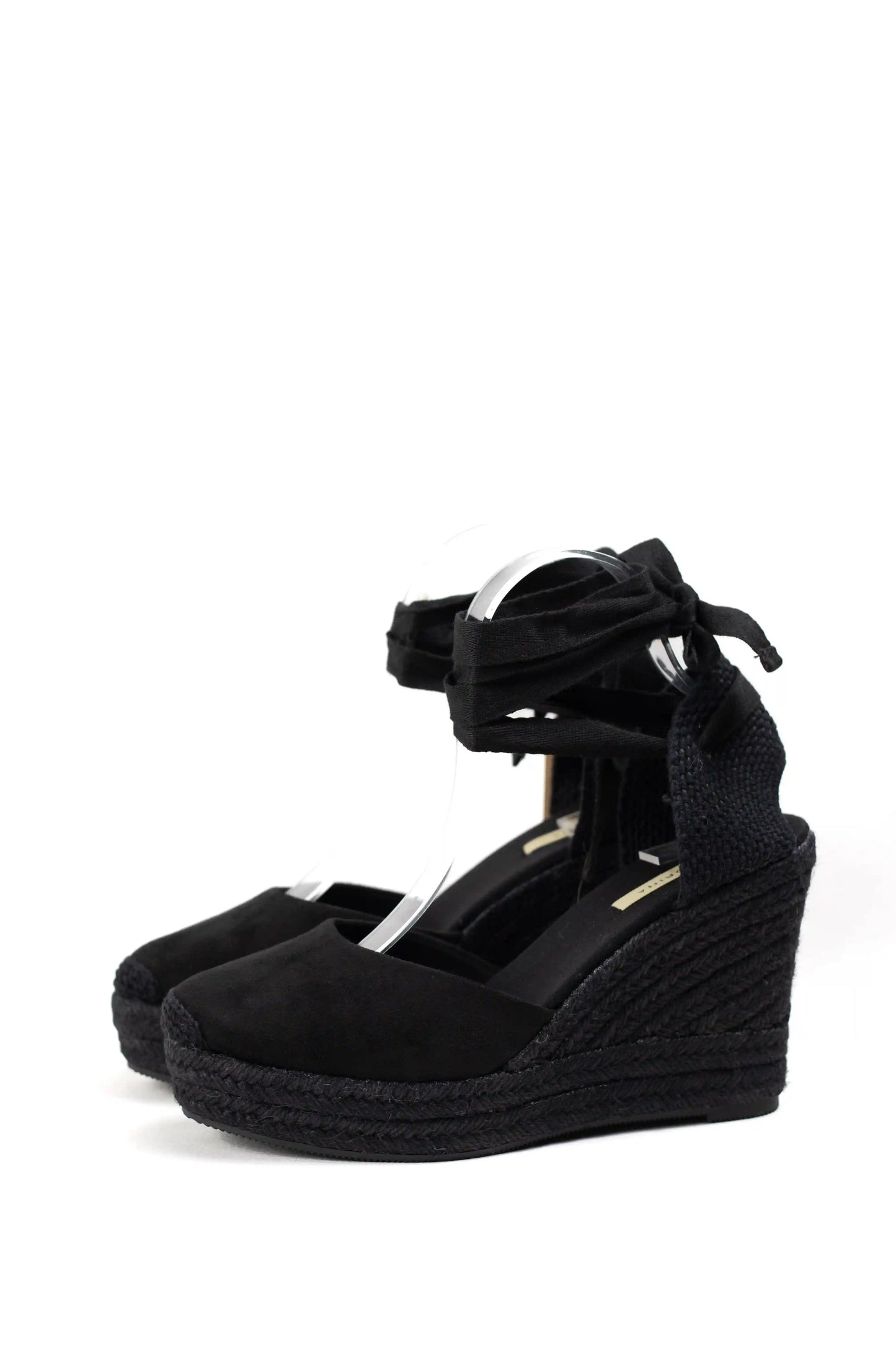 alpargatas de cuna de espartos con plataforma con cintas estilo femenino y elegante corina color Negro talla 36