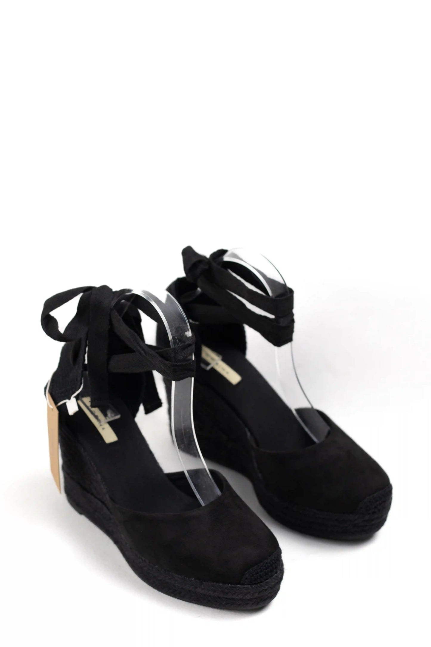 alpargatas de cuna de espartos con plataforma con cintas estilo femenino y elegante corina color Negro talla 38