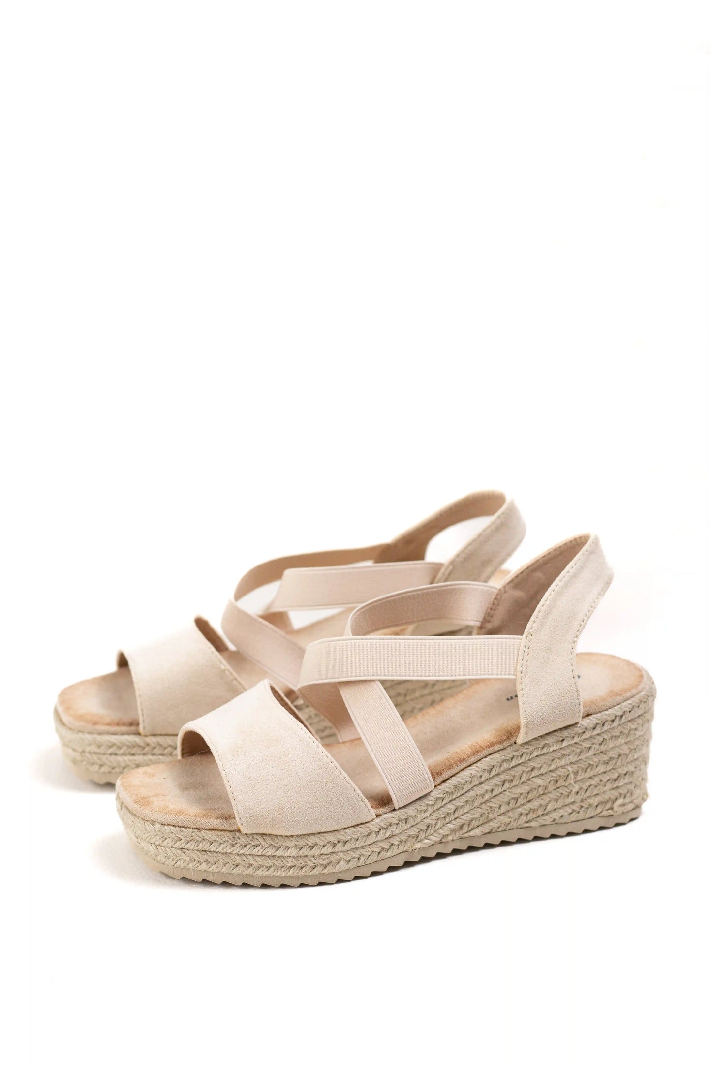 sandalias de cuna con tiras elasticas y plataforma de yute color Taupe talla 36