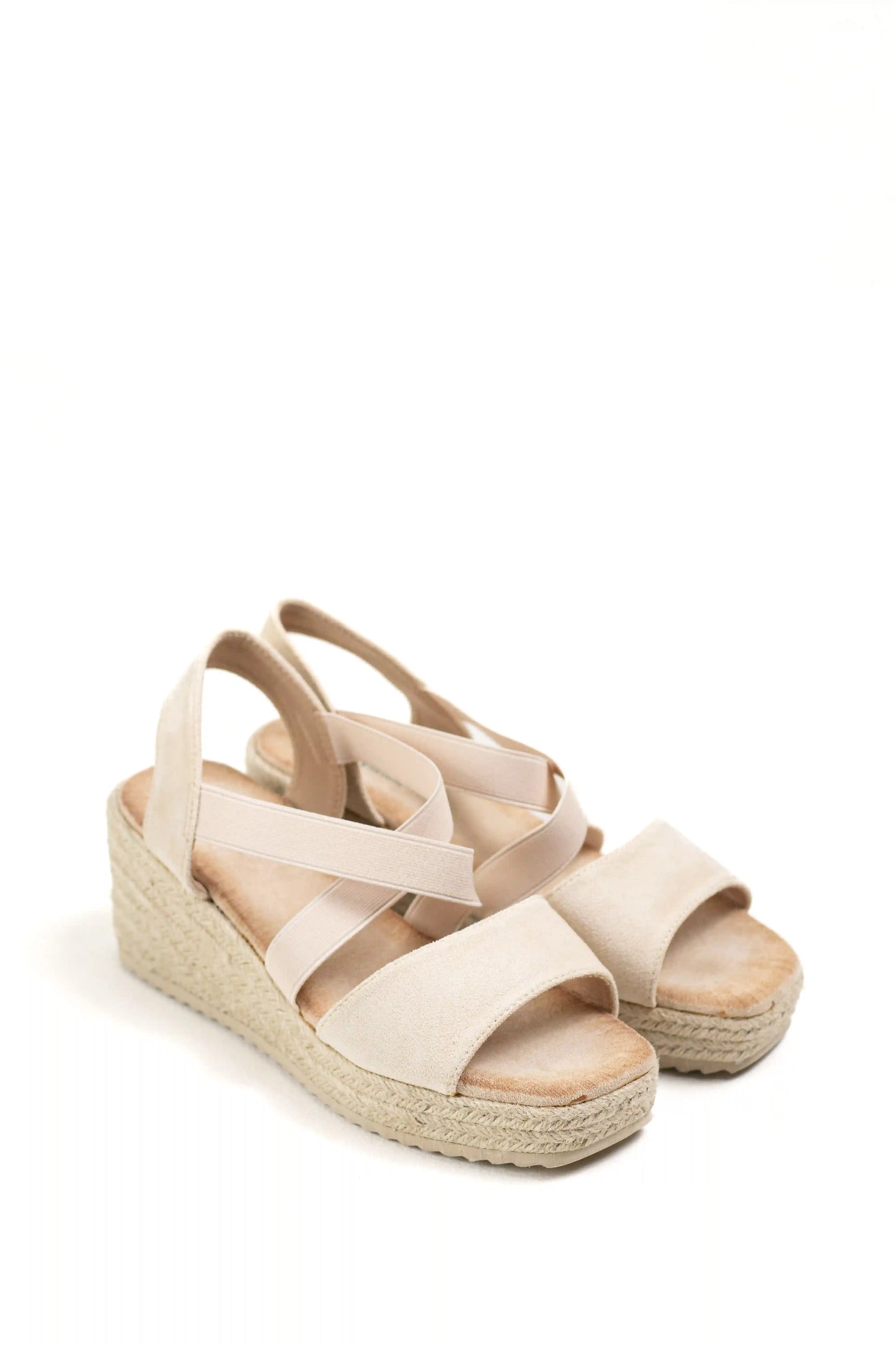 sandalias de cuna con tiras elasticas y plataforma de yute color Taupe talla 39
