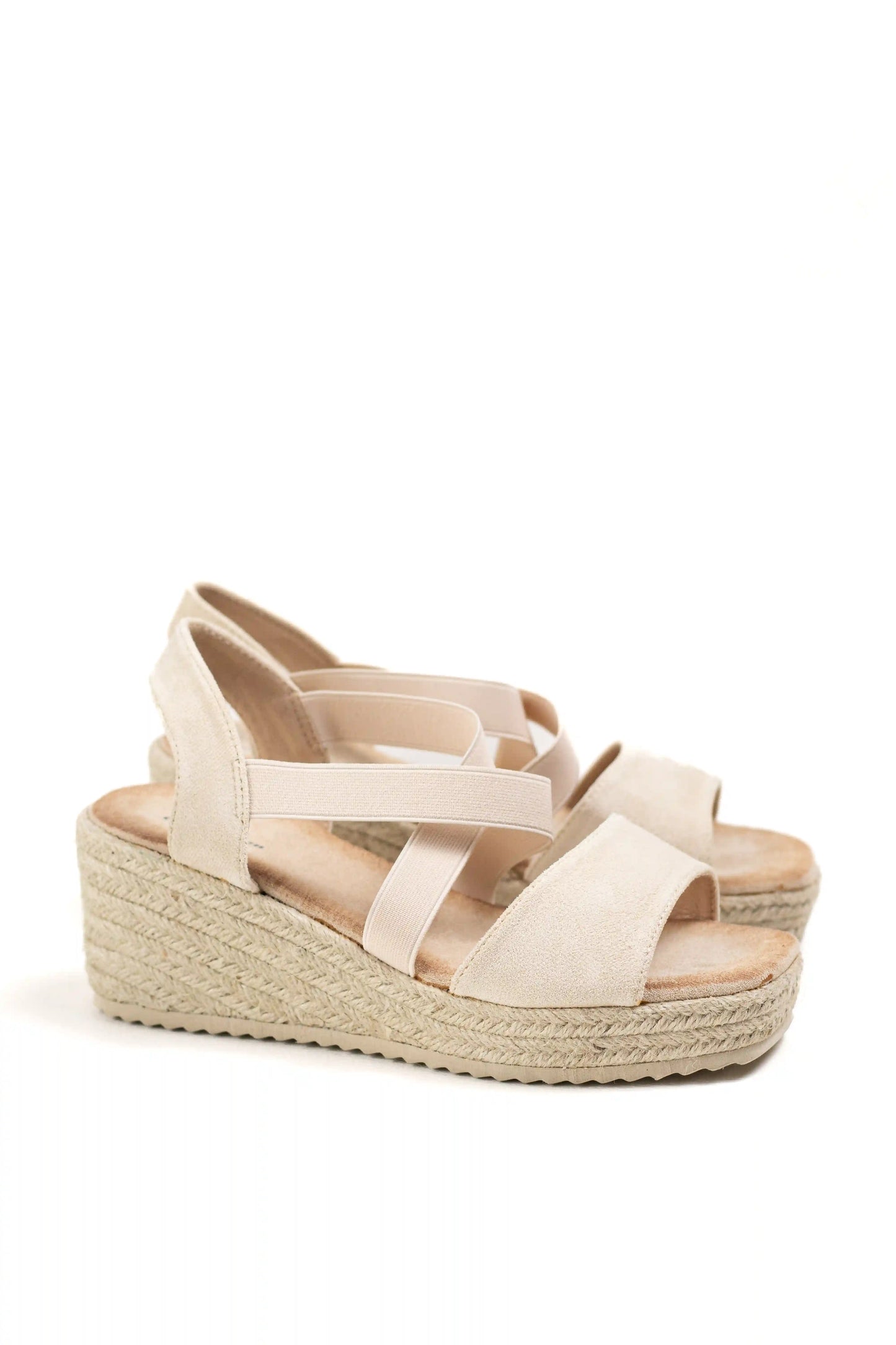 sandalias de cuna con tiras elasticas y plataforma de yute color Taupe talla 37